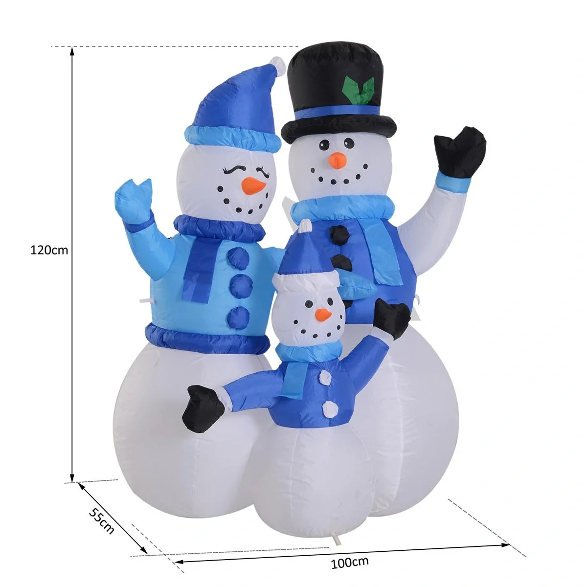 LED Schneemannfamilie aufblasbar weiß/blau - 4