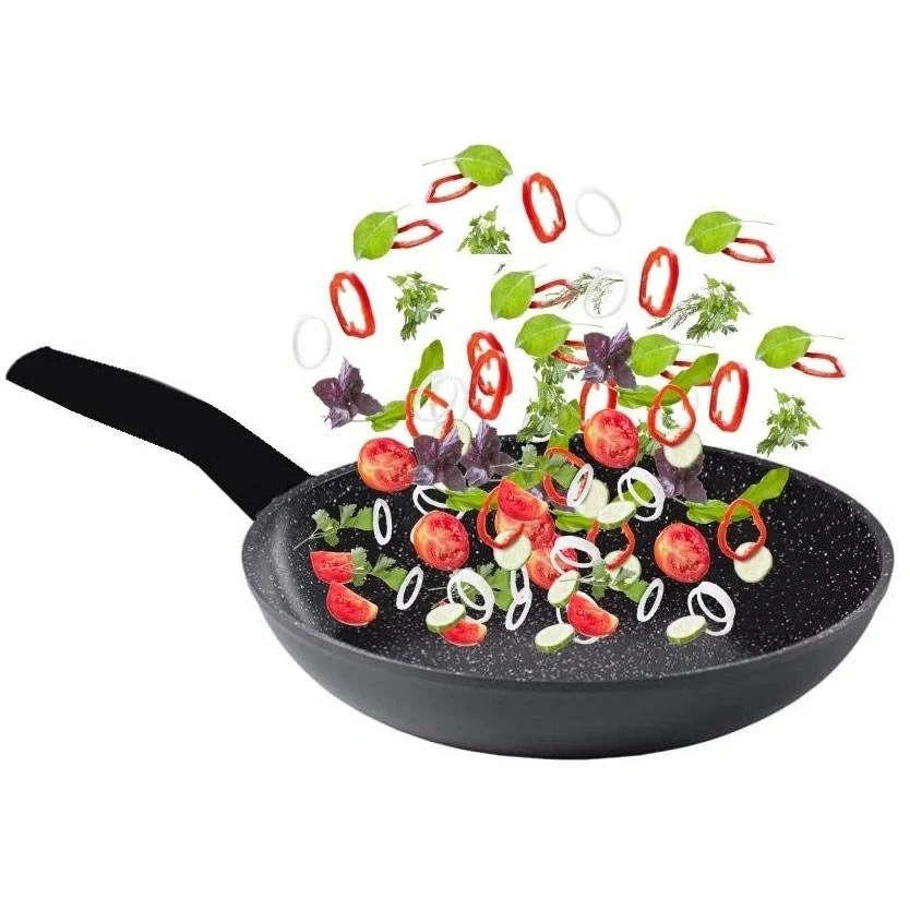 Bratpfanne - Marmorbeschichtung - 24 cm - Schwarz - 5