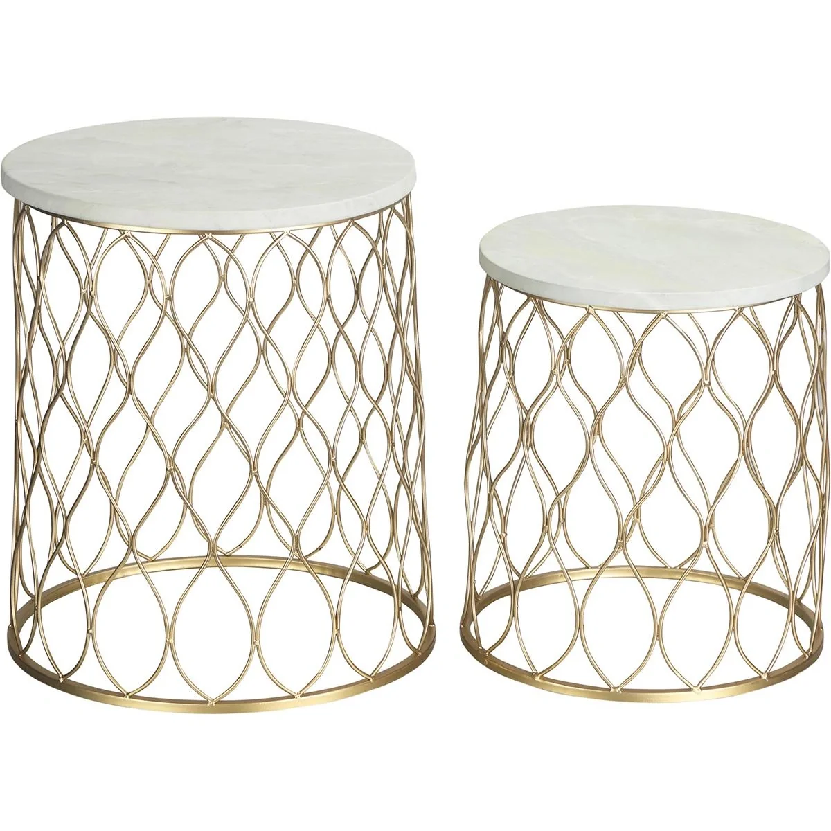 Set aus 2 Gartentischen in Marmor- und Goldoptik, 41 x 46 cm & 35 x 38,5 cm - 4