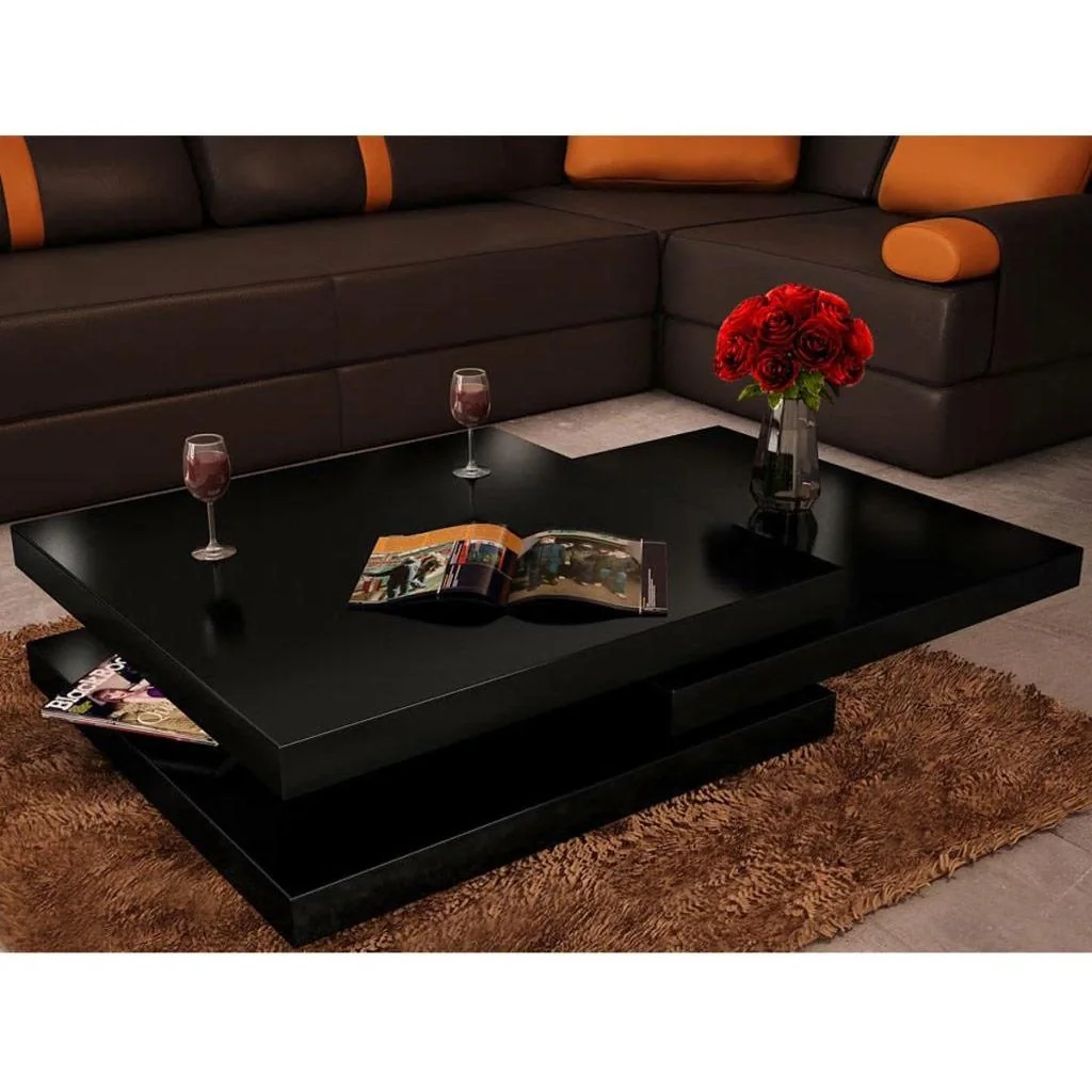 Couchtisch mit 3 Schichten Hochglanz schwarz - 1