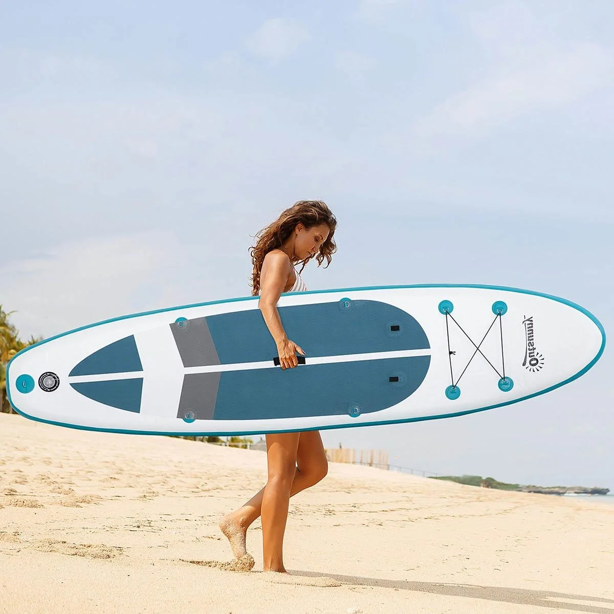 SUP Board mit viel Zubehör Weiß+Blau+Grau 320 x 76 x 15 cm - 6