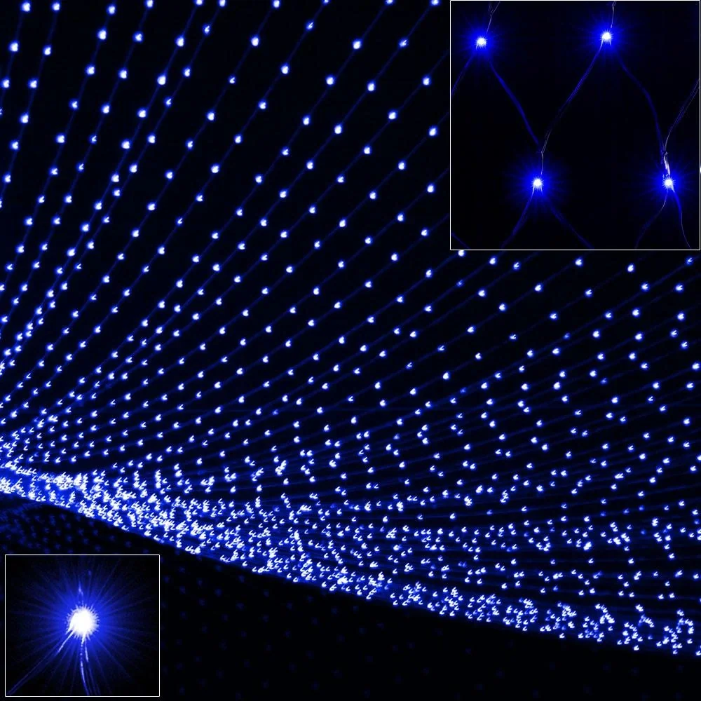 Netz-Lichterkette blau 100 LED 120x120cm - 5