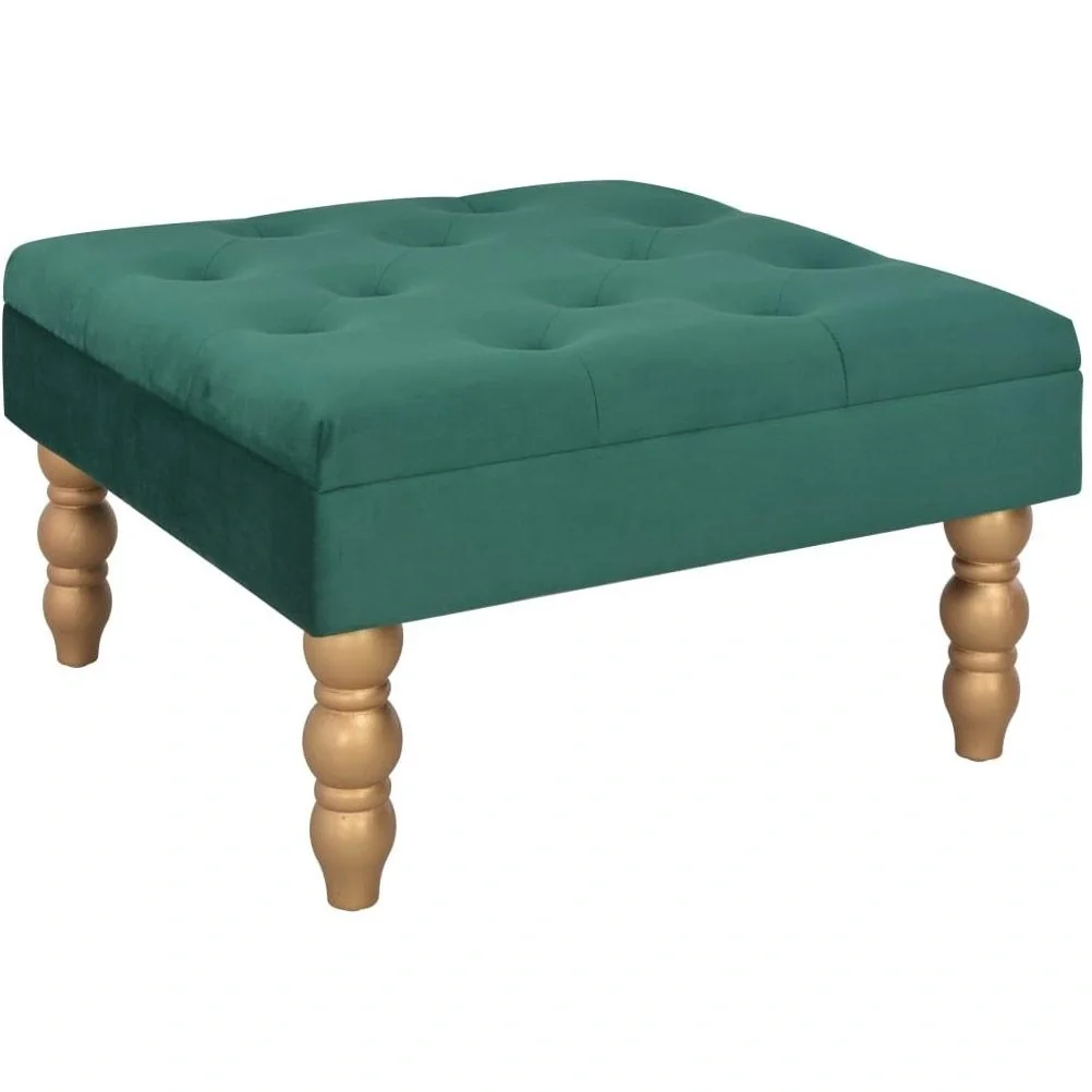 Hocker 60x60x36 cm Samt dunkelgrün - 6