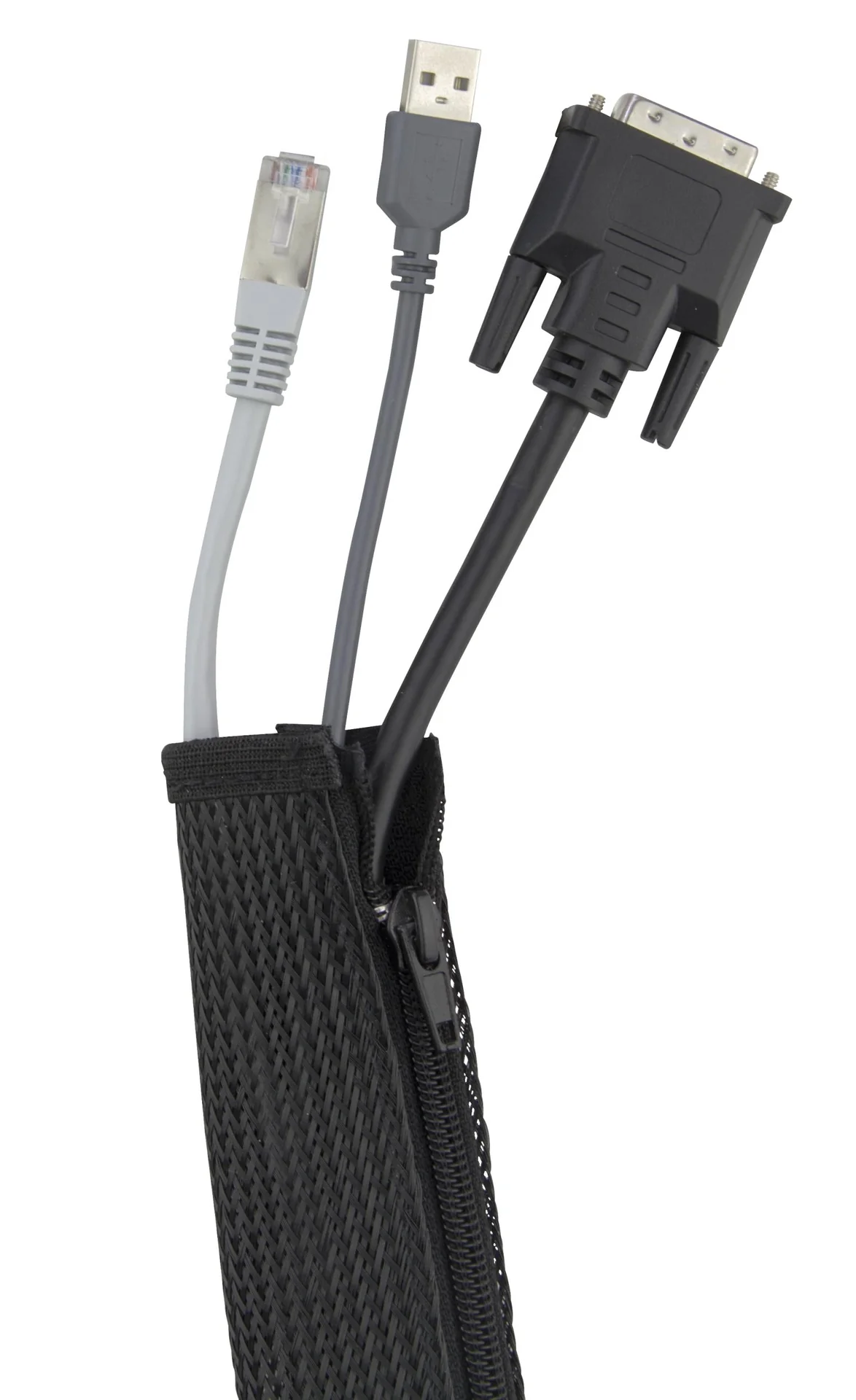 Elastischer Kabelschlauch mit Reißverschluss, schwarz - 4
