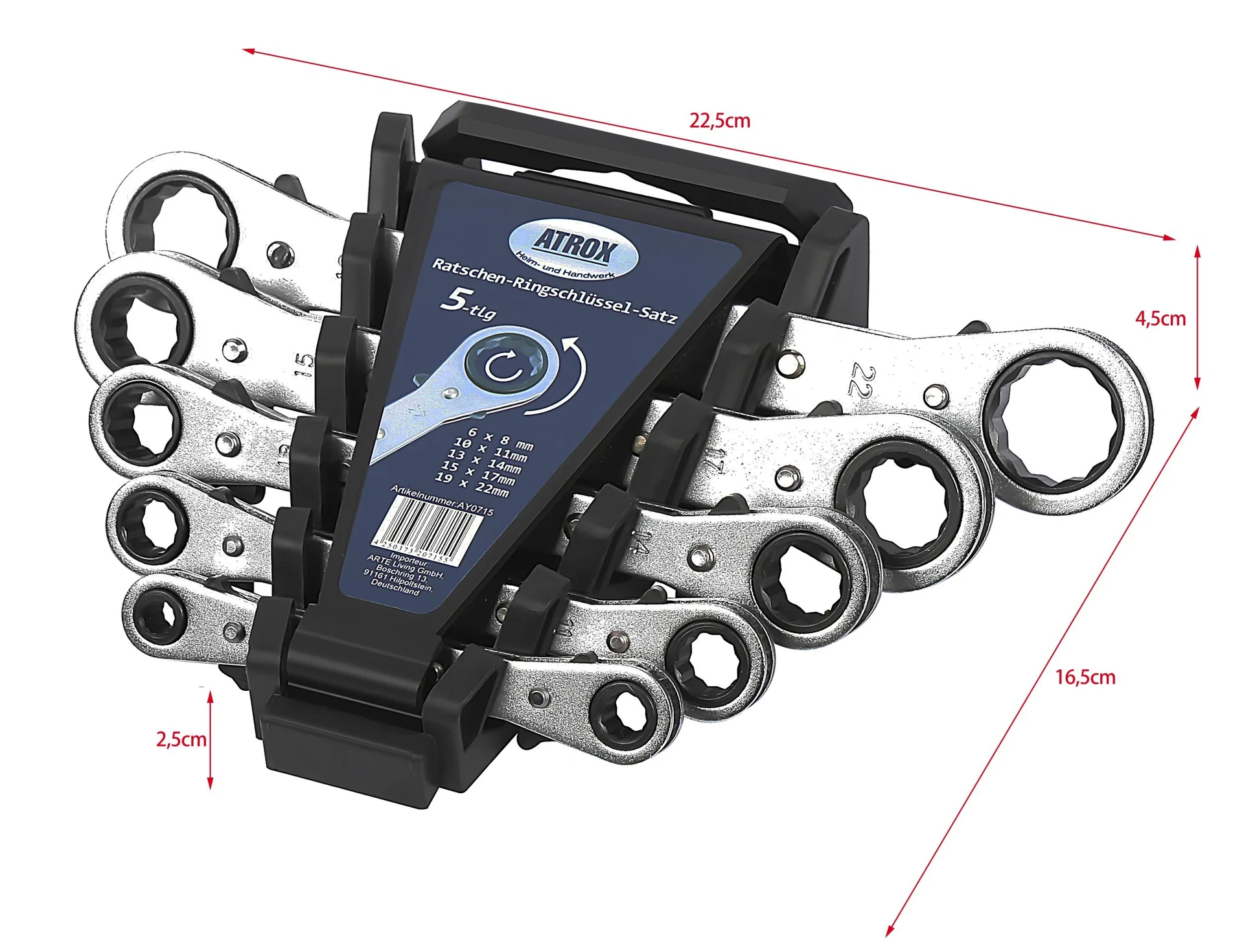 Ratschen-Ringschlüssel-Satz 5-teilig - 1