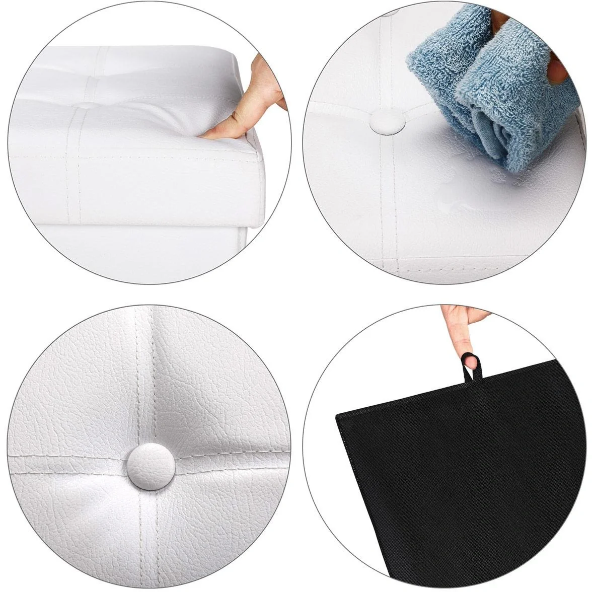 Klappbarer Hocker mit Ablage weiß 38x38x38 cm - 5