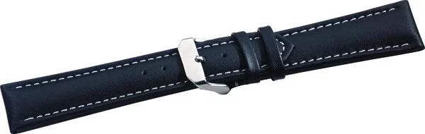 Lederband schwarz & weiße Steppnaht 180 mm lang Anstoßbreite 18 mm - 1