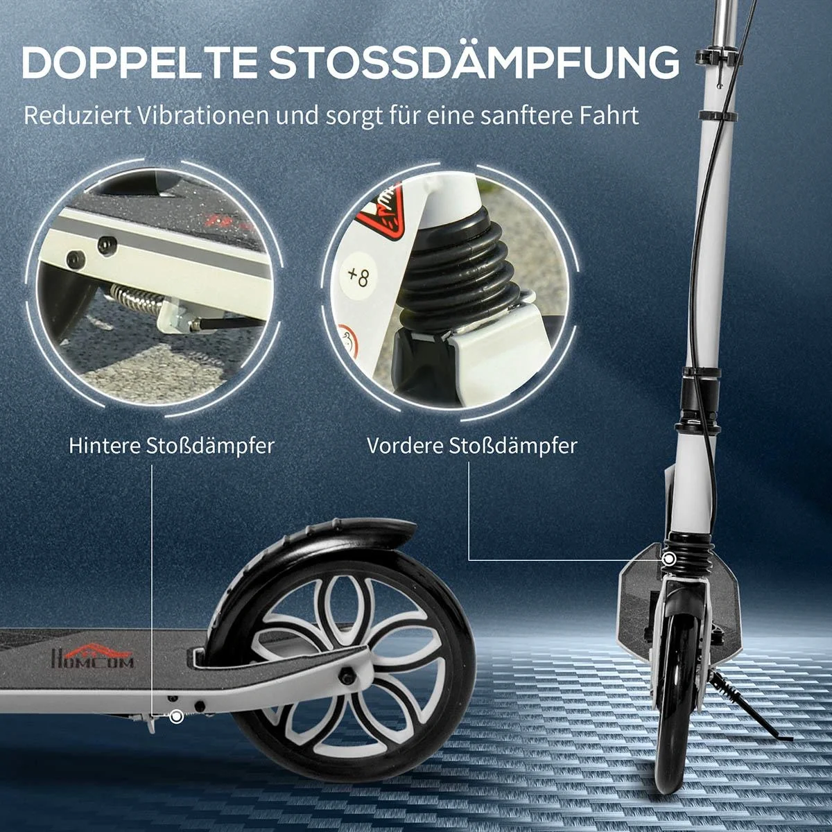 Scooter Kickscooter faltbar Roller Tretroller mit 200 mm rutschfesten Reifen für Erwachsene Kinder Teenager ab 14 Jahren - 5