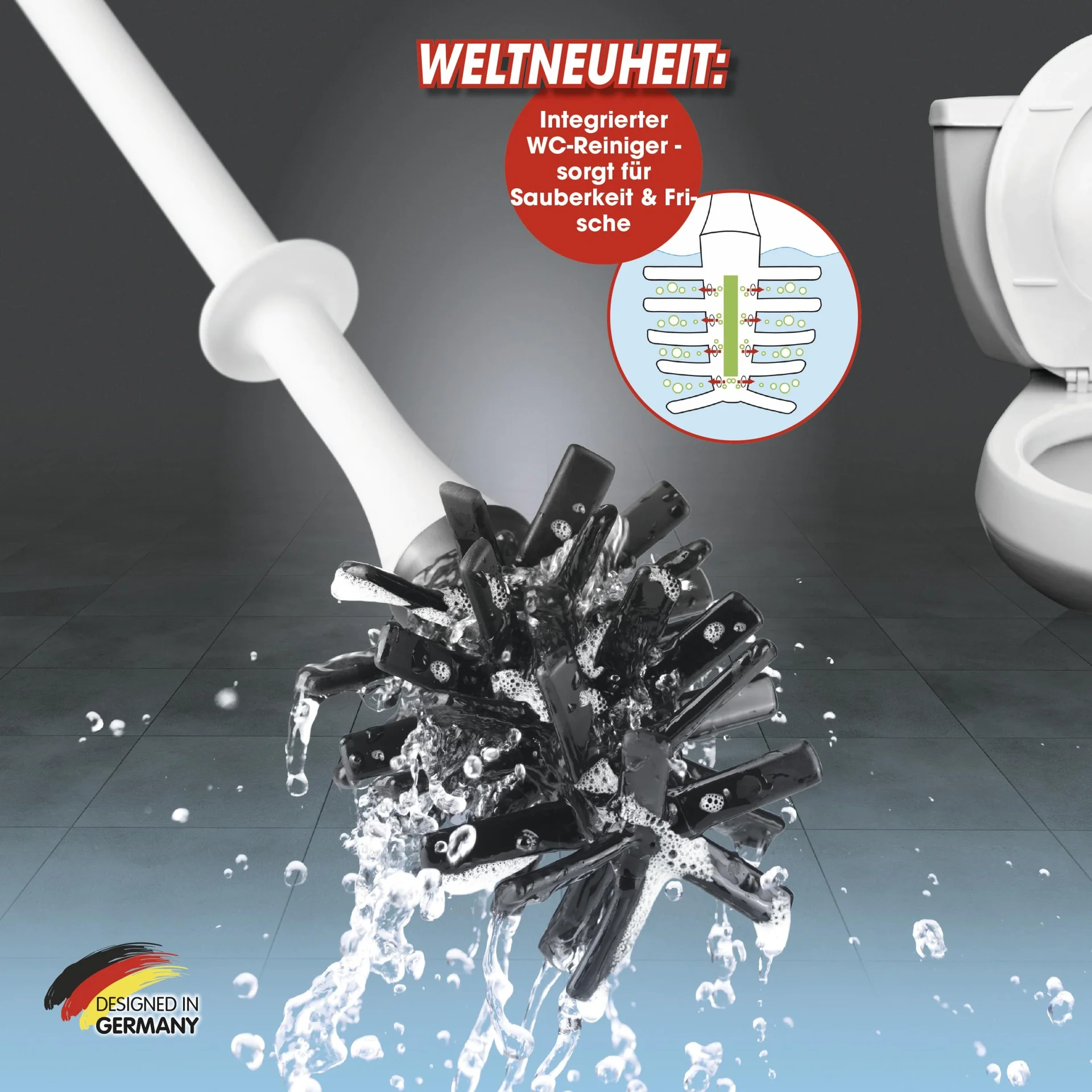 WC-Bürste mit integriertem Reinigungsstein, Silikon - 8