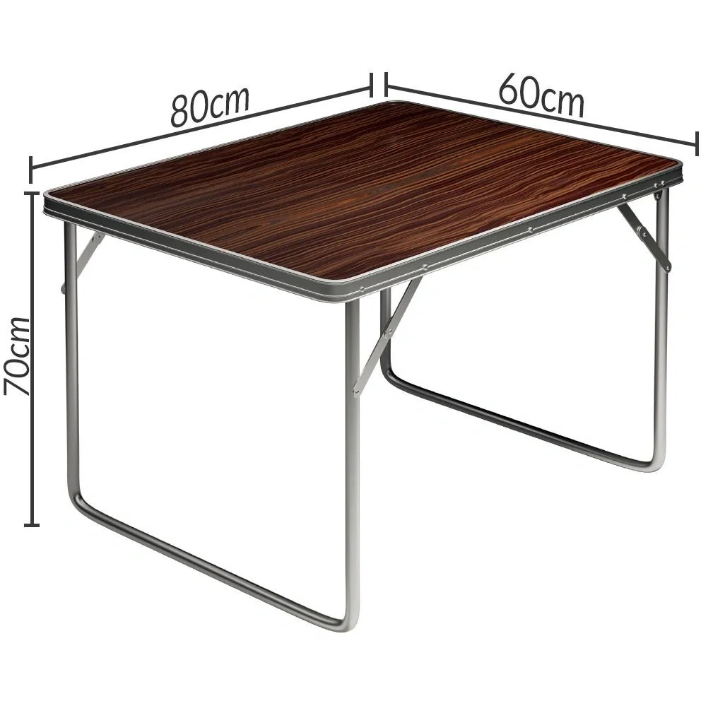 Klappbarer Campingtisch Holzoptik Aluminium 80x60x70cm - 4