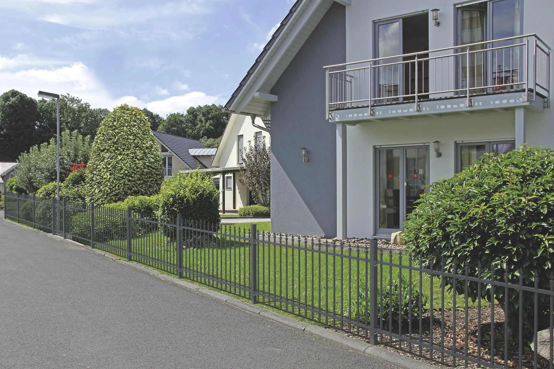 Zaunkomplettset Chaussee, zum Einbetonieren, anthrazit, Höhe 100 cm, Länge 10 m - 4