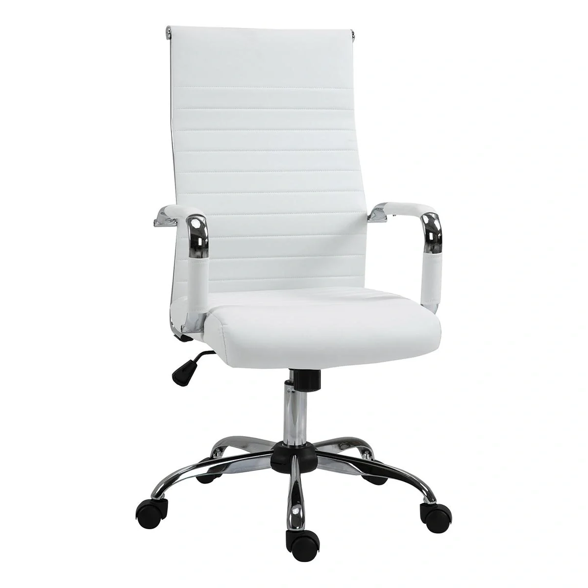 Bürostuhl Gaming Drehstuhl Chefsessel Wippfunktion höhenverstellbar gepolstert ergonomisch PU-Leder Schaumstoff Weiß 54 - 4
