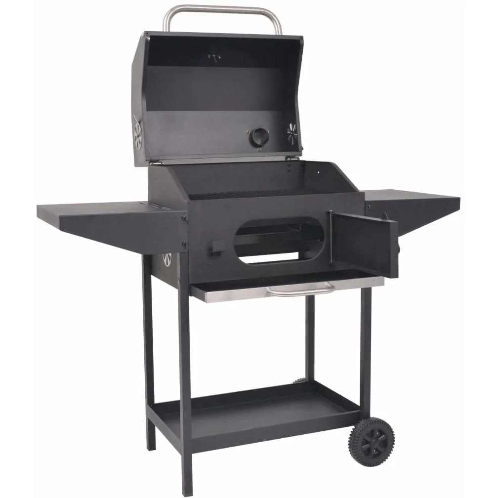 Holzkohlegrill mit unterer Ablage schwarz - 1