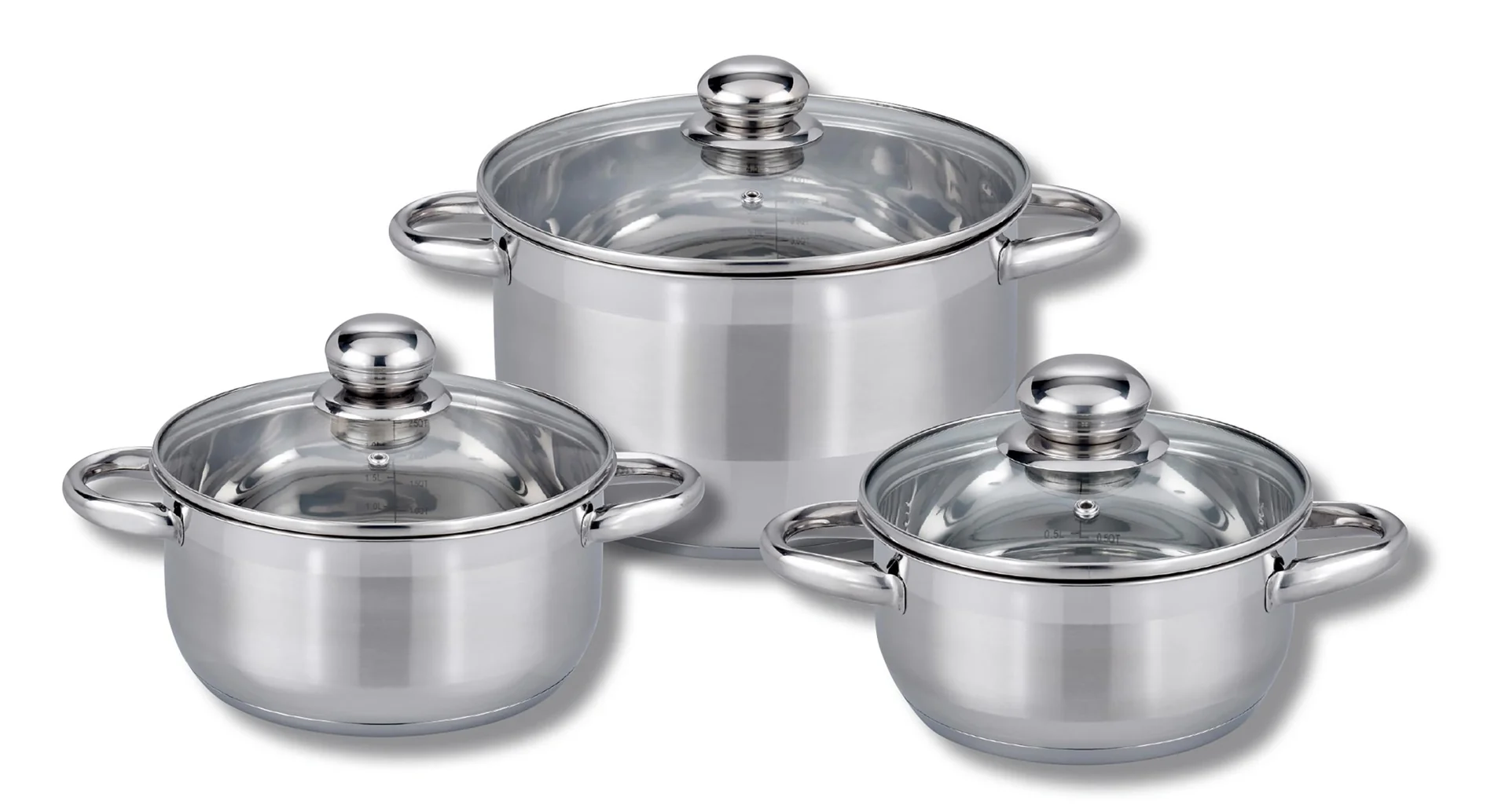 Topfset "Universal" 6-teilig, Edelstahl, Induktionsboden, Liter-Messskala innen - 3