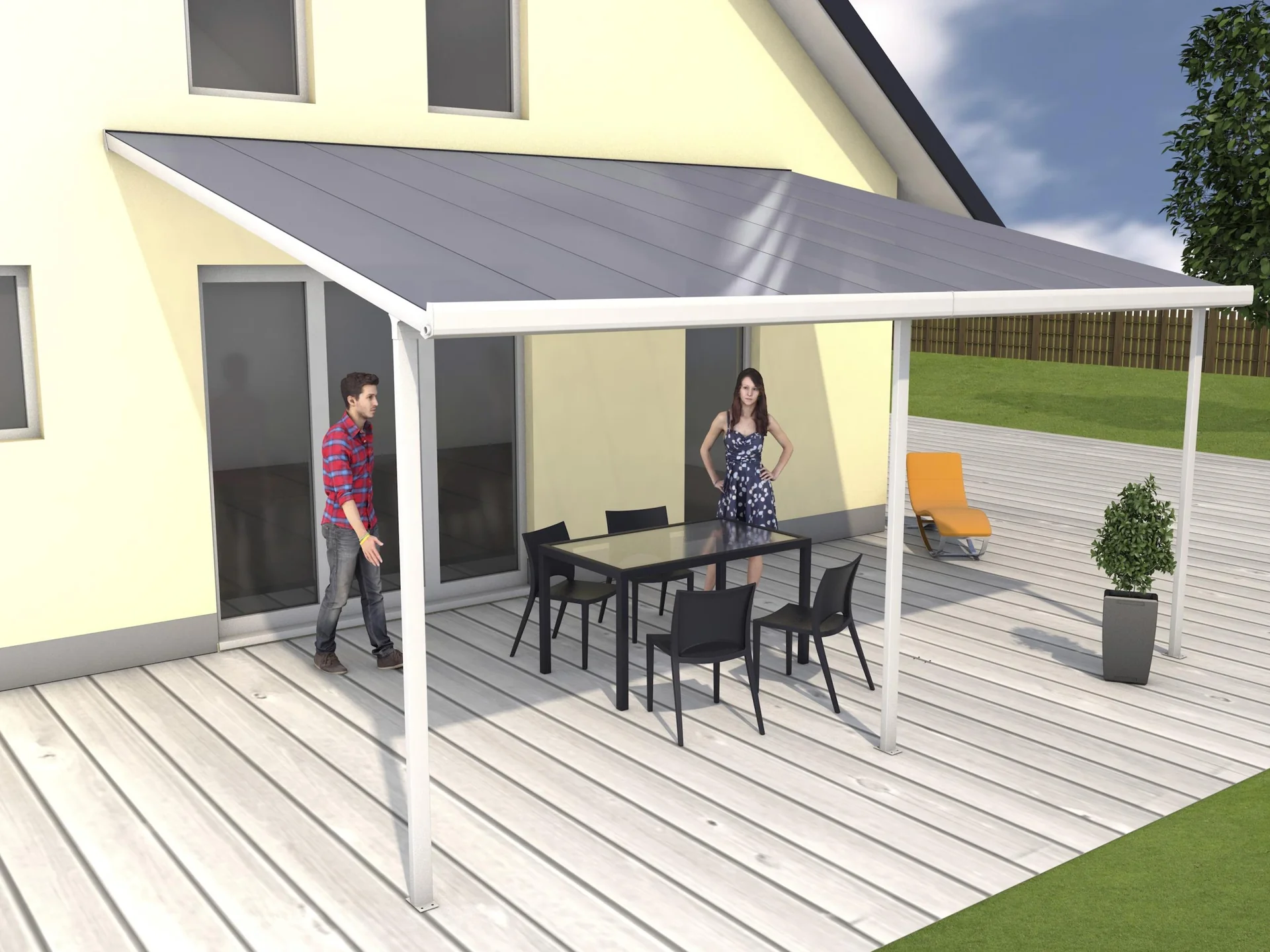 Terrassendach Bausatz, Farbe weiß, 5460 x 4060 mm - 10