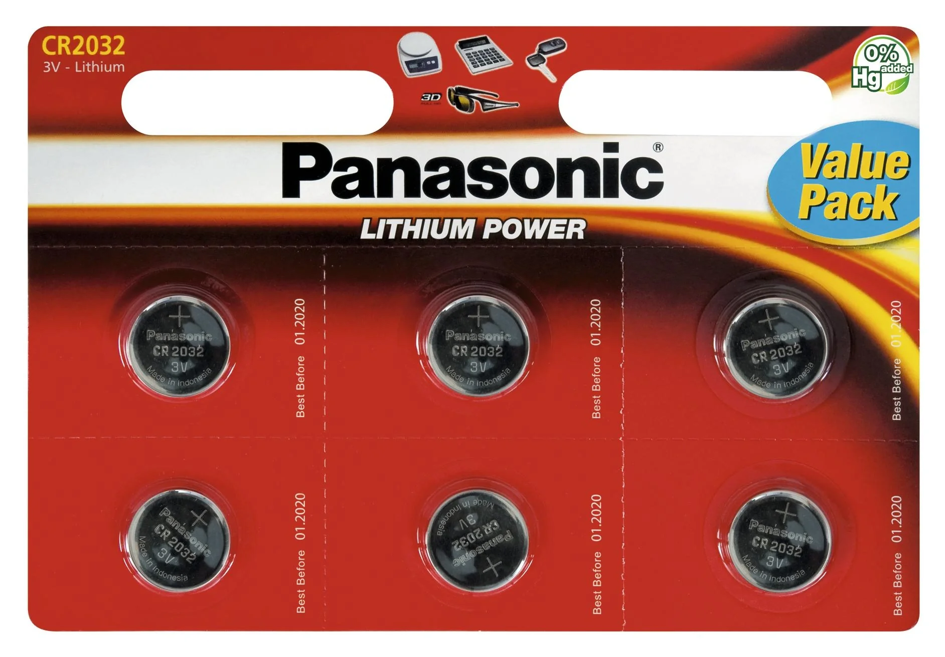 Lithium Knopfzellen CR2032 - 6 Stück - 2