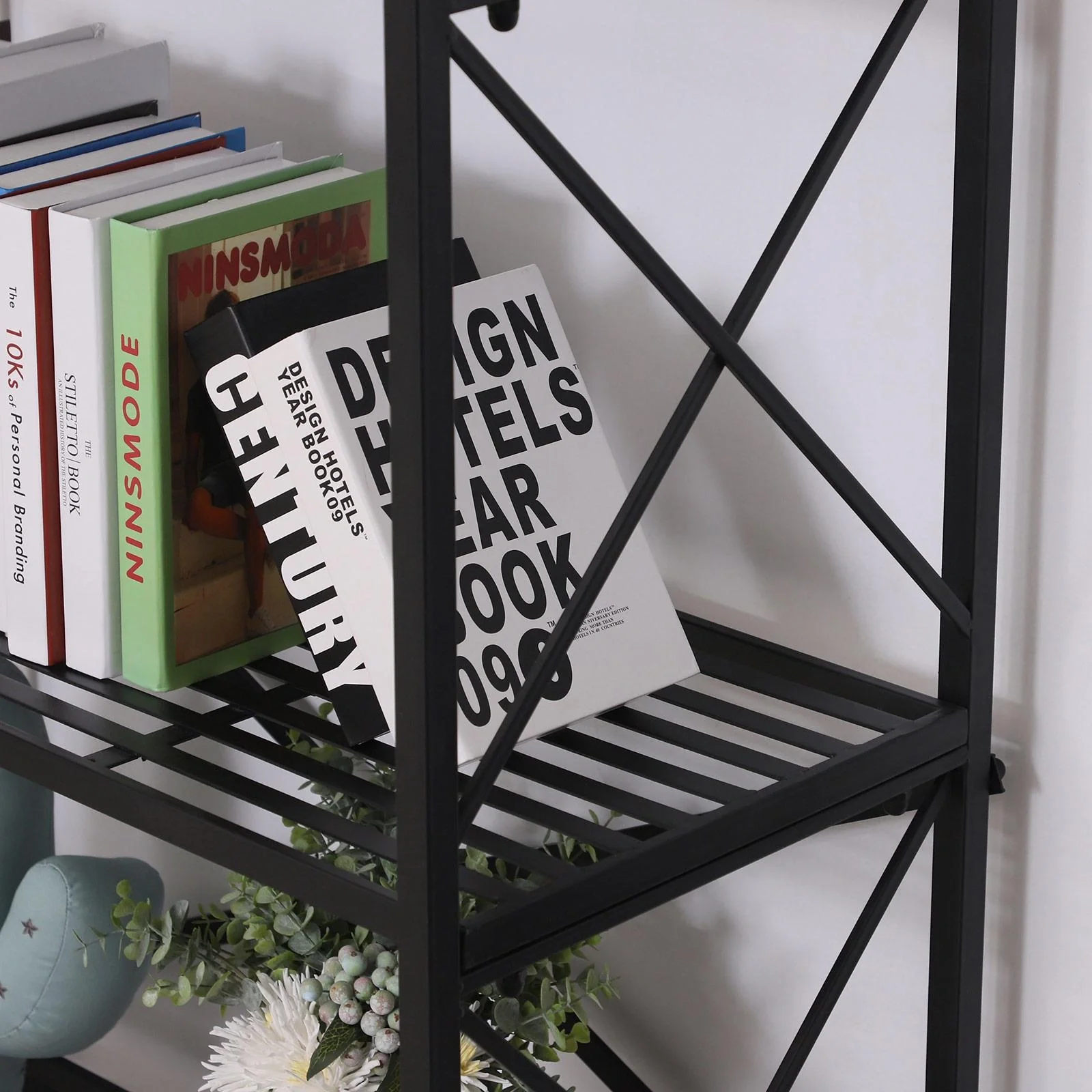 Standregal Bücherregal Lagerregal Aufbewahrungsregal Pflanzregal Schuhregal Metall Schwarz 80 x 40 x 160 cm - 7