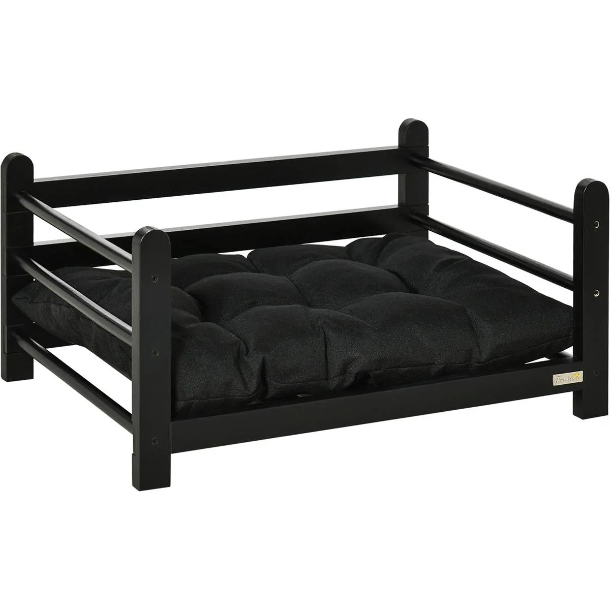 Hundebett mit hohem Rahmen und Kissen, Kiefernholz, 65 x 51 x 32 cm - 5