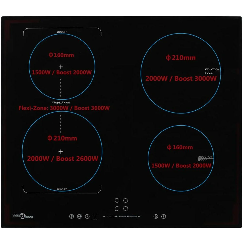 Induktionsherd 4 Kochzonen Touch Control Flexzone 7000 W - 3