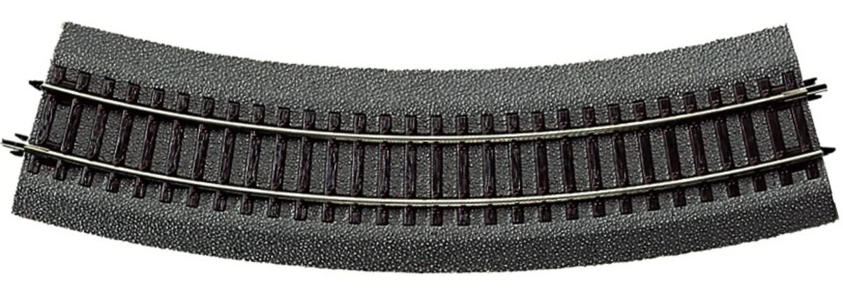 6 Stück Gebogenes Gleis R3 mit Bettung, Radius 419,6 mm, Bogenwinkel 30° - 1