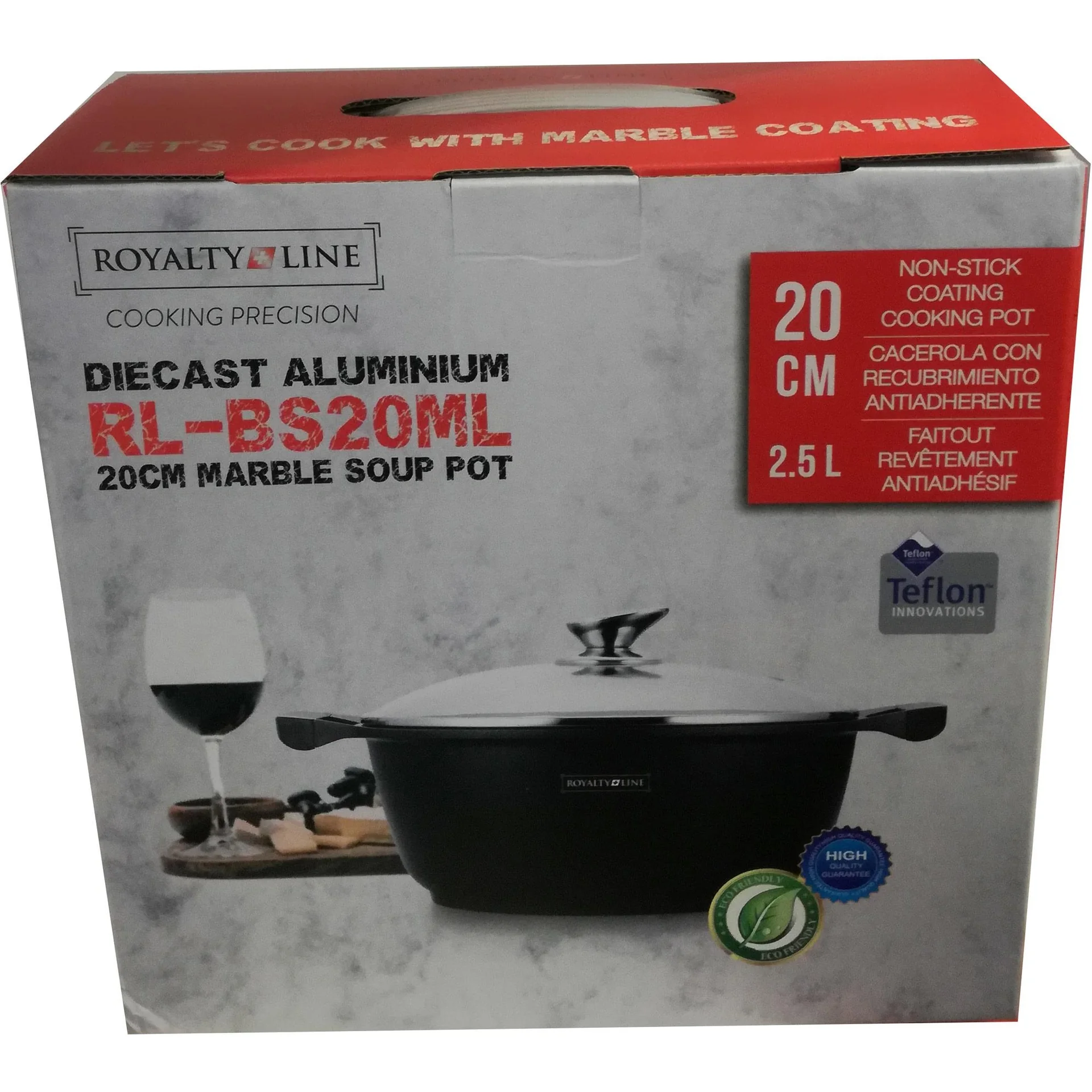 Suppenauflauf aus Marmor - Mit Glasdeckel schwarz - 20 cm - 5