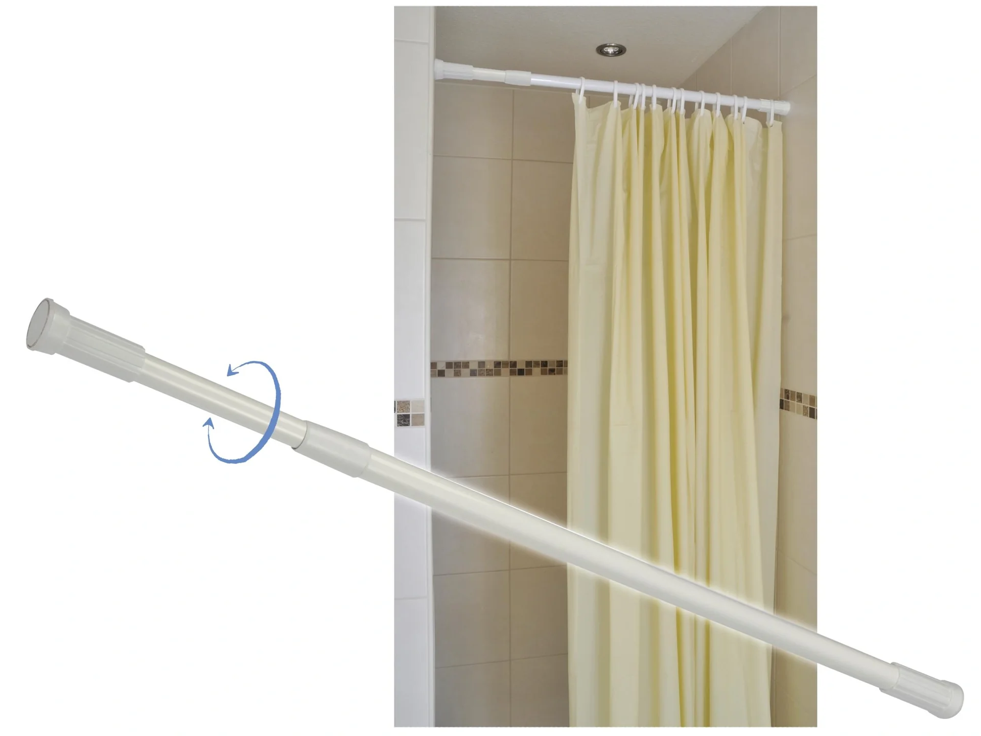 Duschvorhangstange ausziehbar 74 - 120 cm - 1