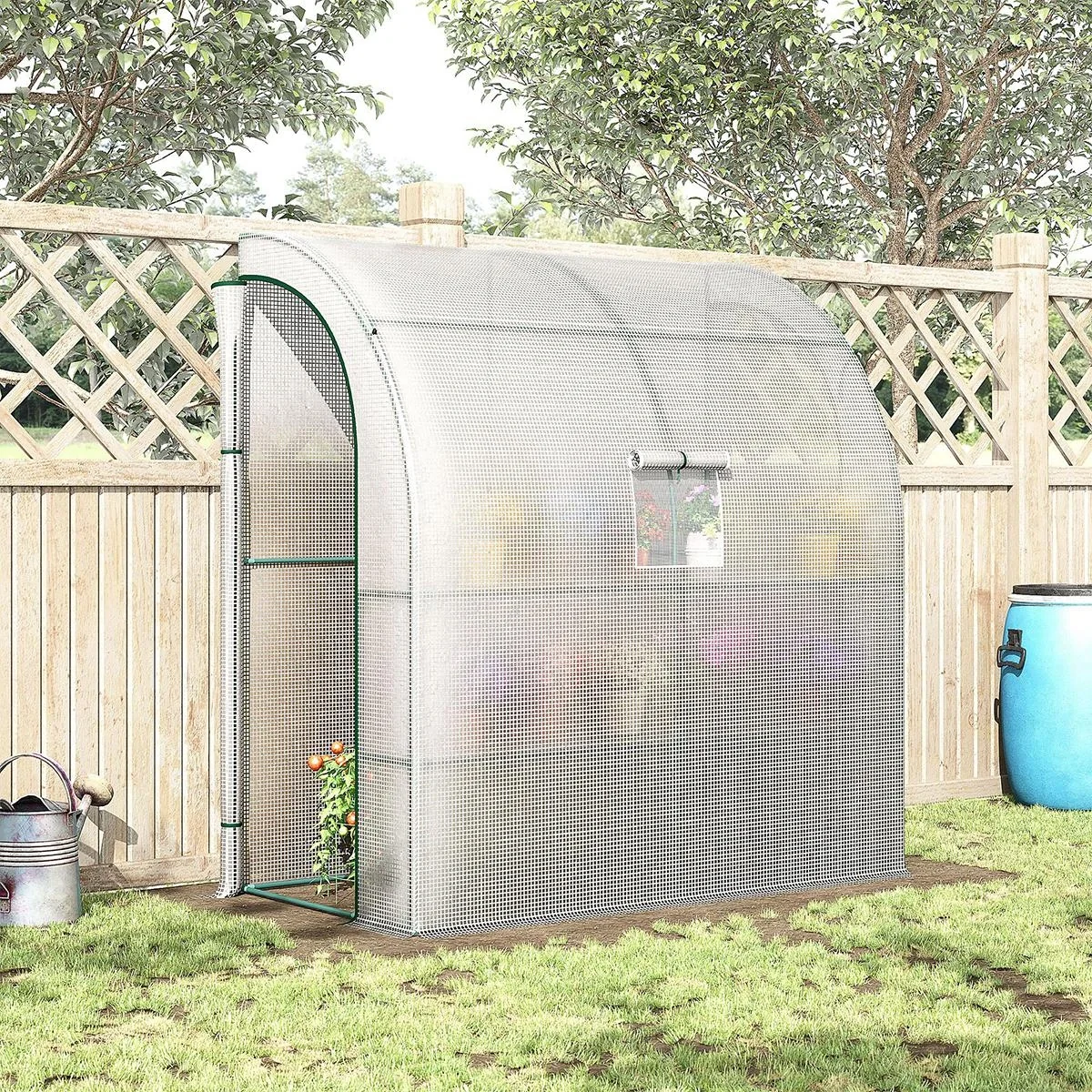 Poly-Gewächshaus mit 2 Türen - UV-Schutz - Stahl/PE - Weiß - 200 x 100 x 215 cm - 5