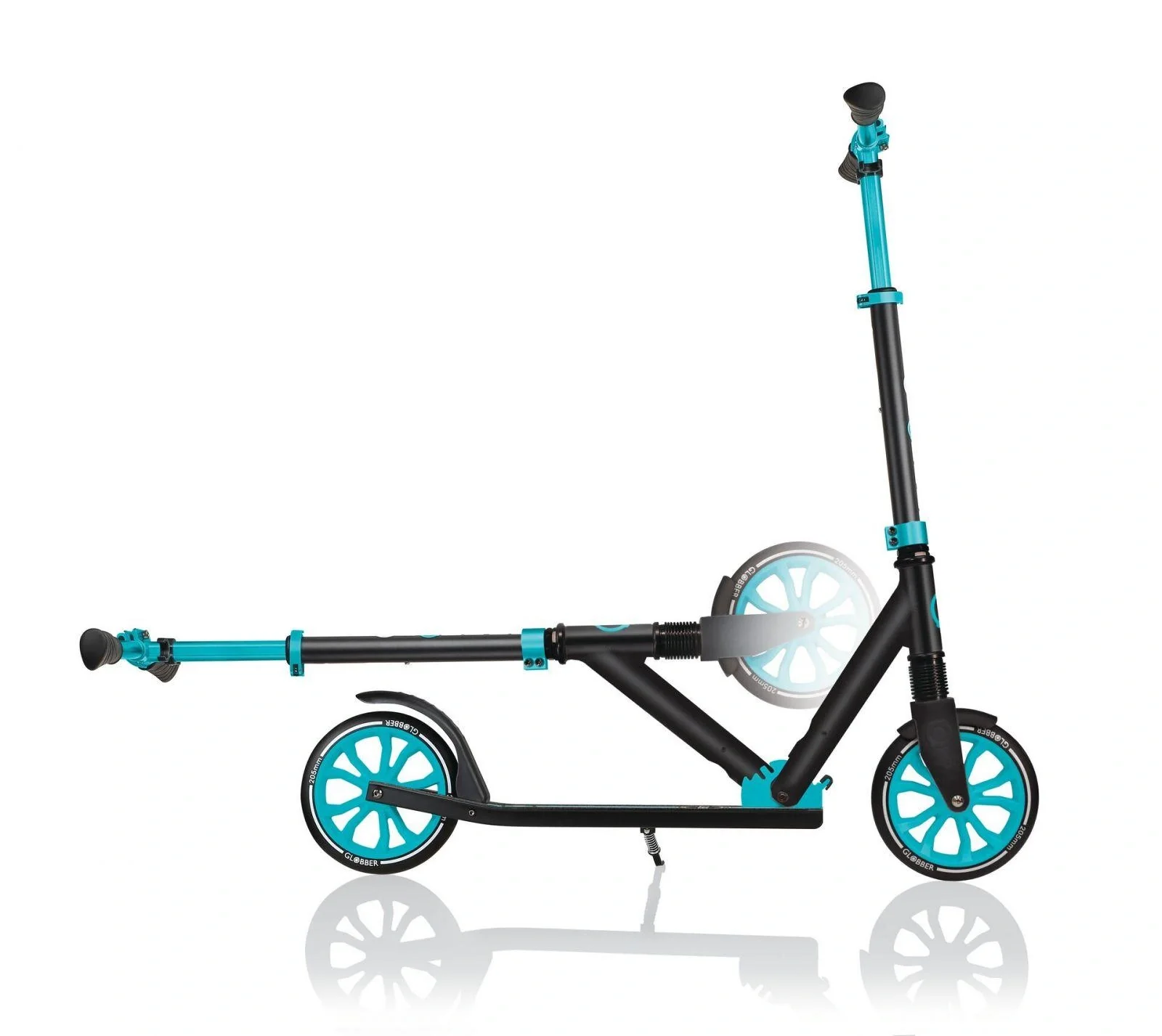 NL 205 Tretroller, 205 mm, ABEC 7, höhenverstellbar, Frontfederung, Klappmechanismus, türkis - 11