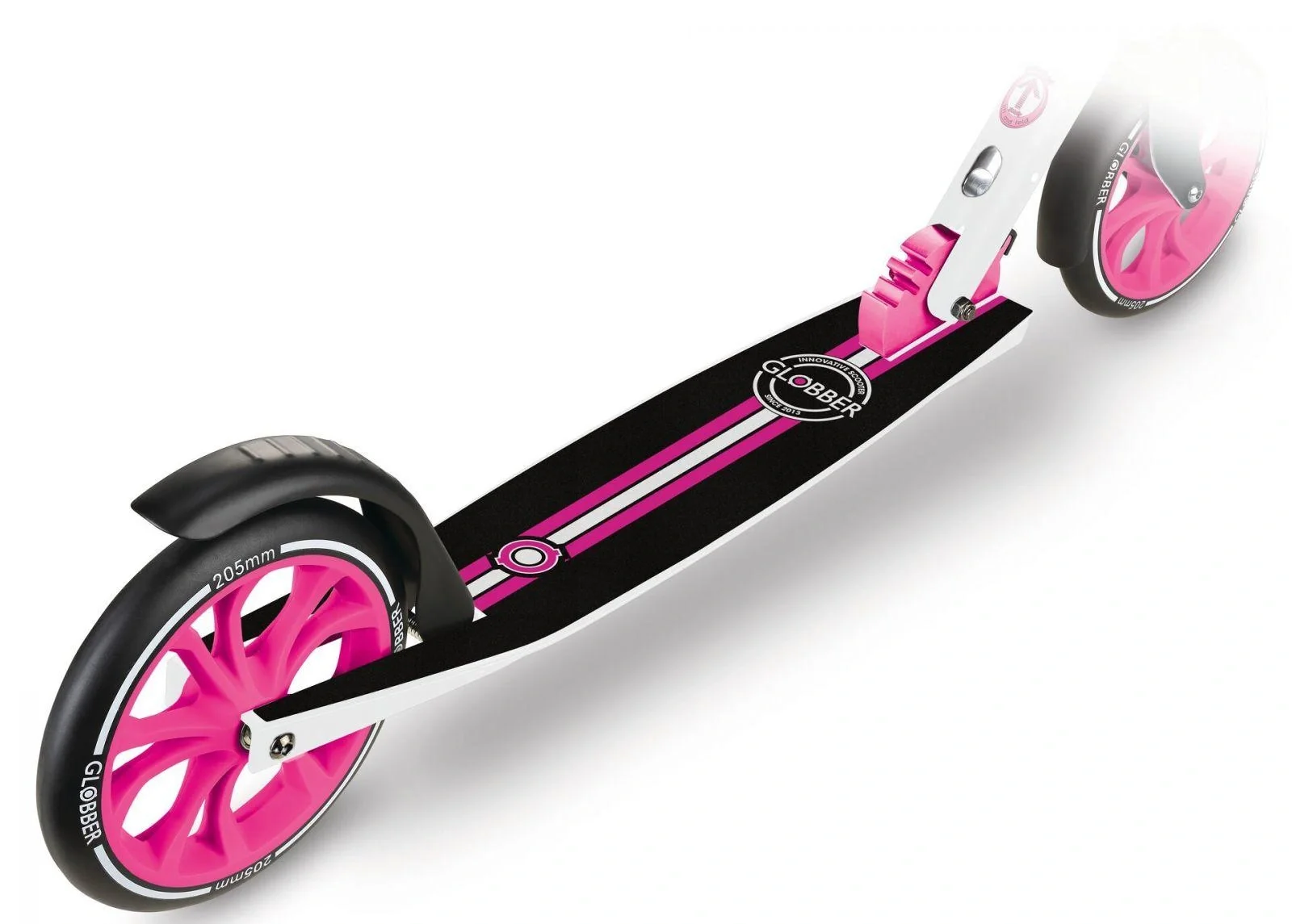 NL 205 Tretroller, 205 mm, ABEC 7, höhenverstellbar, Frontfederung, Klappmechanismus, weiß-pink - 10