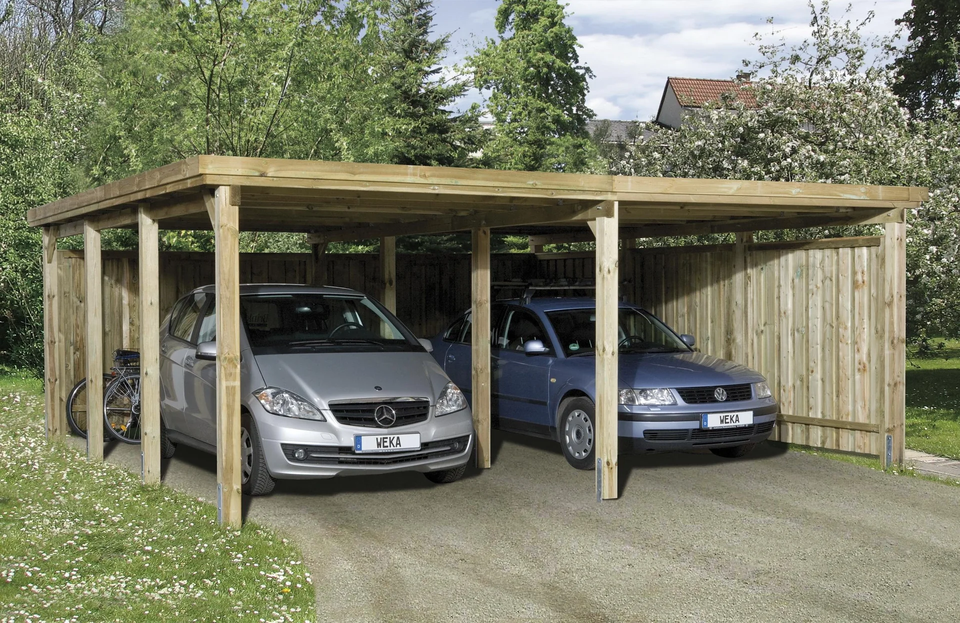 Doppelcarport "Optima Duo", Gr. 3, Flachdach, 603 x 802 cm - 1