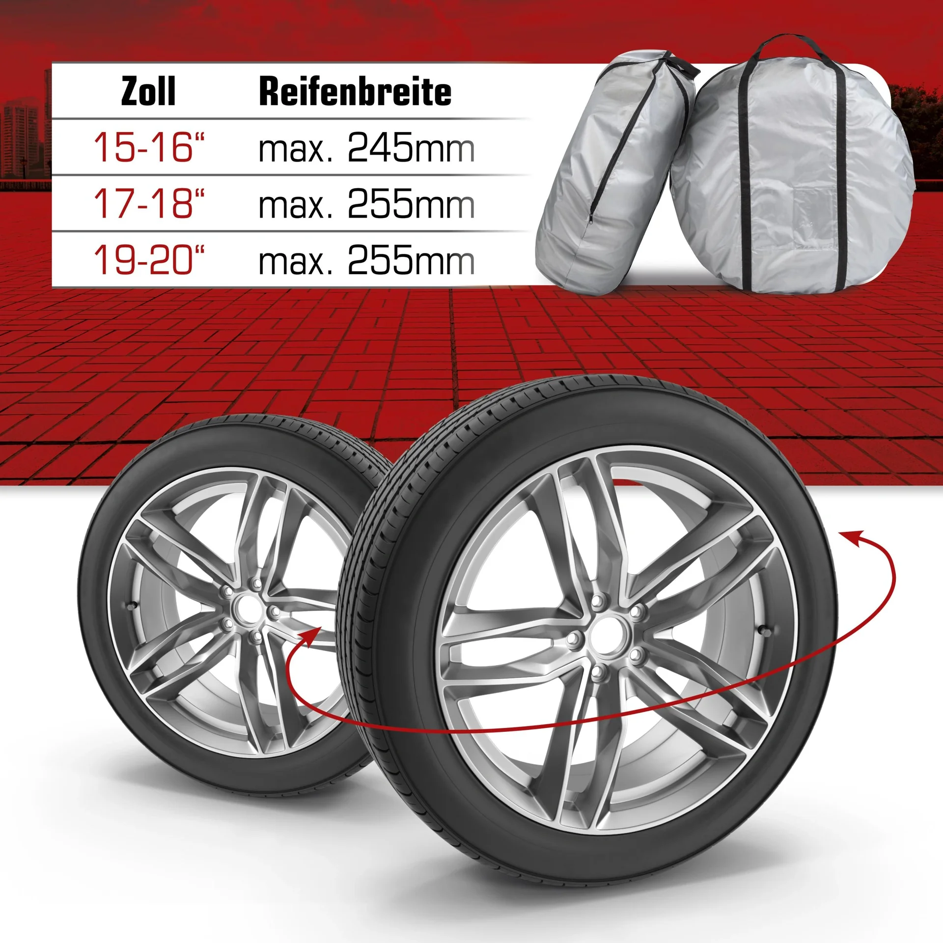 Reifen-Aufbewahrungstasche 2er Set Größe M, 15-16 Zoll - 6
