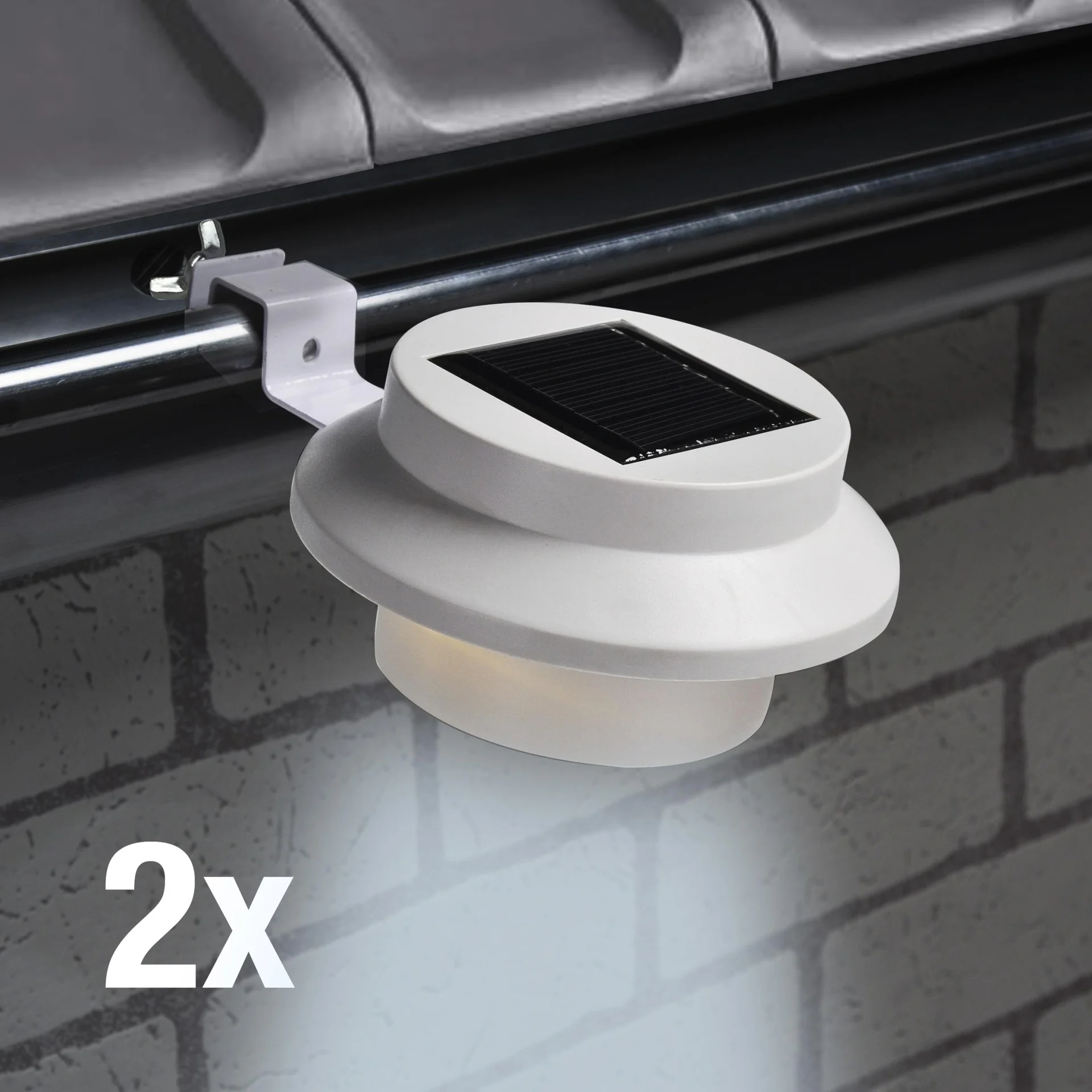 LED Solar Dachrinnenleuchten, 2er Set, weiß - 3