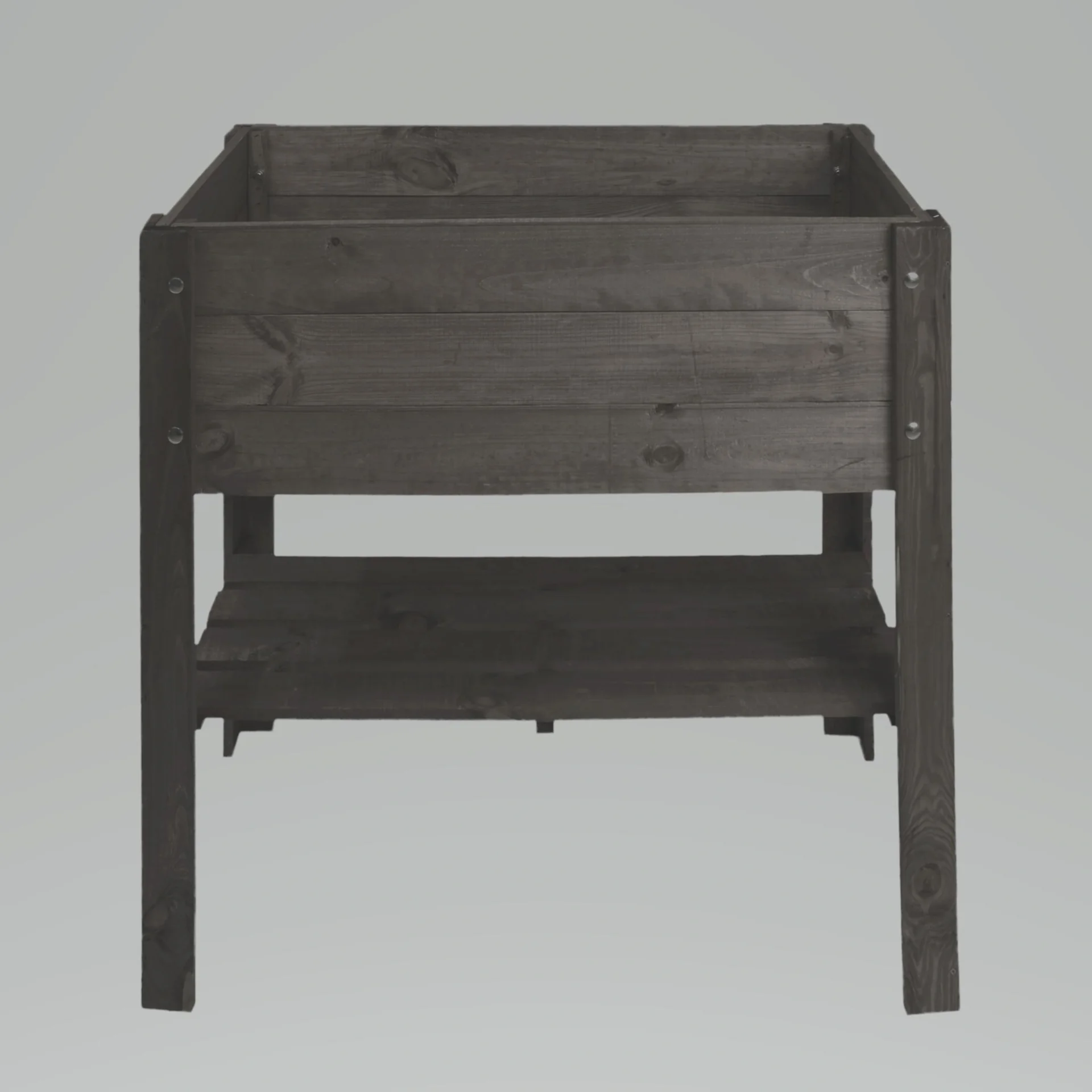 Hochbeet mit Ablage aus Holz - anthrazit - 2