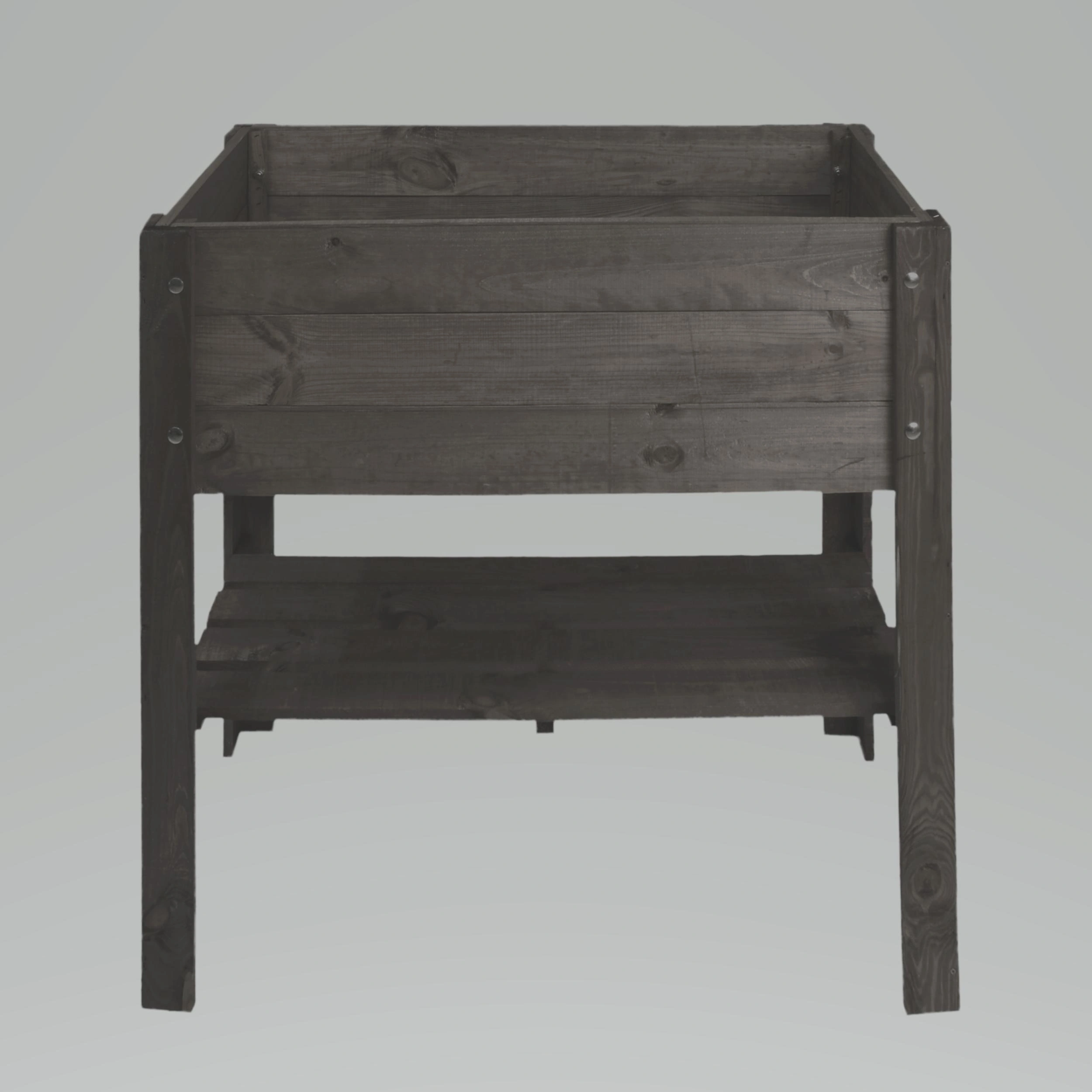 Hochbeet mit Ablage aus Holz - anthrazit - 2
