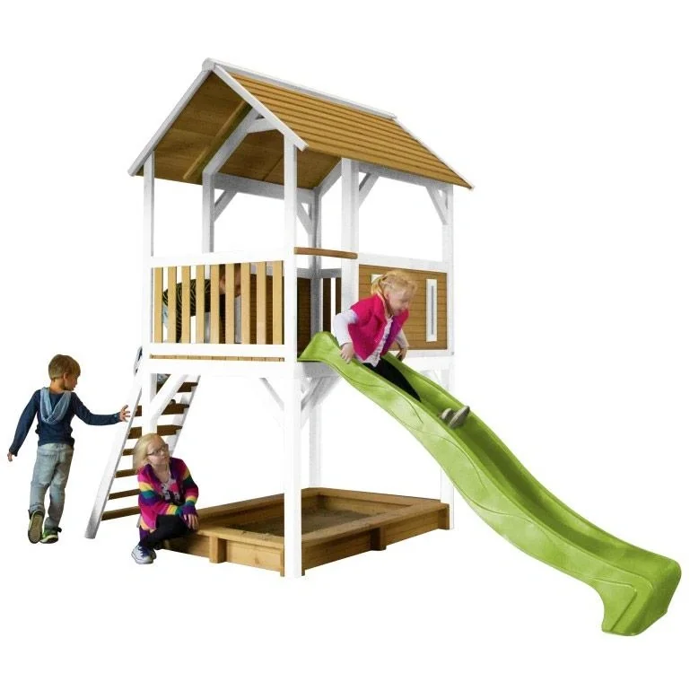 Pumba Spielturm Braun/Weiß - Lindgrüne Rutsche - 6