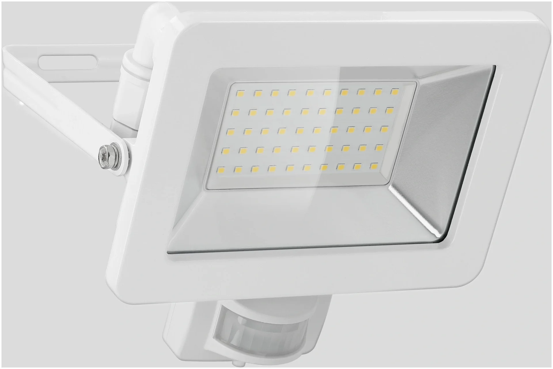 LED Außenstrahler mit Bewegungsmelder Weiß, 50 Watt - 4250 Lumen - 2