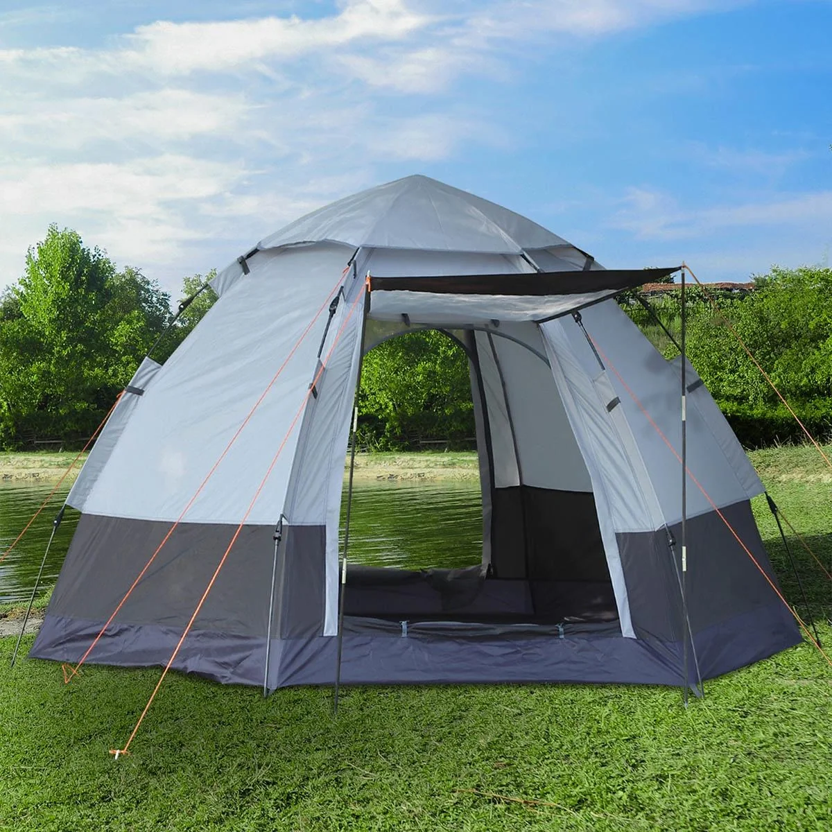 Campingzelt 3-4 Personen - Grau/Schwarz - 260 x 260 x 150 cm - 5