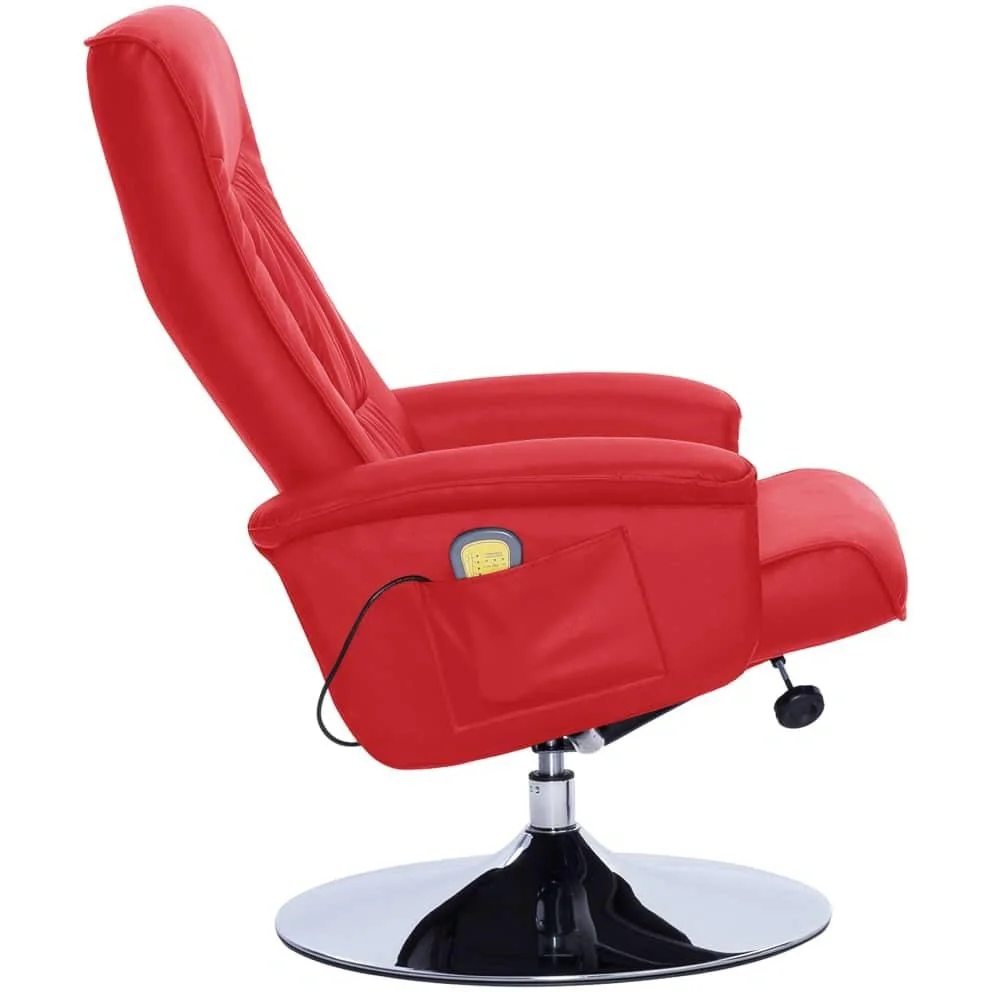 Massageliege verstellbar mit Fußhocker Kunstleder rot - 1