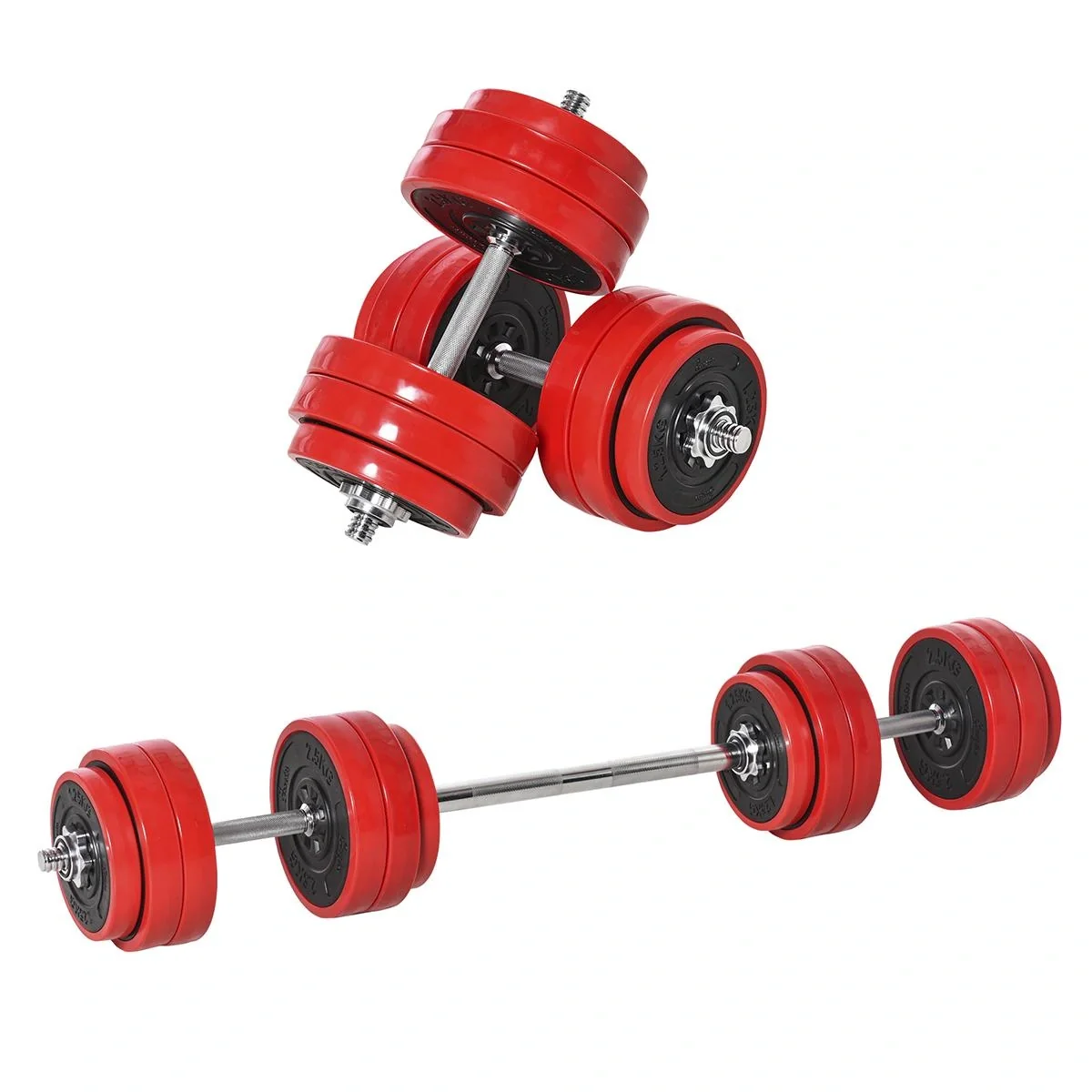 Hantelset 20/30KGS 2-IN-1 Hanteln&Langhanteln verstellbar Gewichtheben für Zuhause Fitness Muskel Stahl PP-Kunsstoff Eis - 4