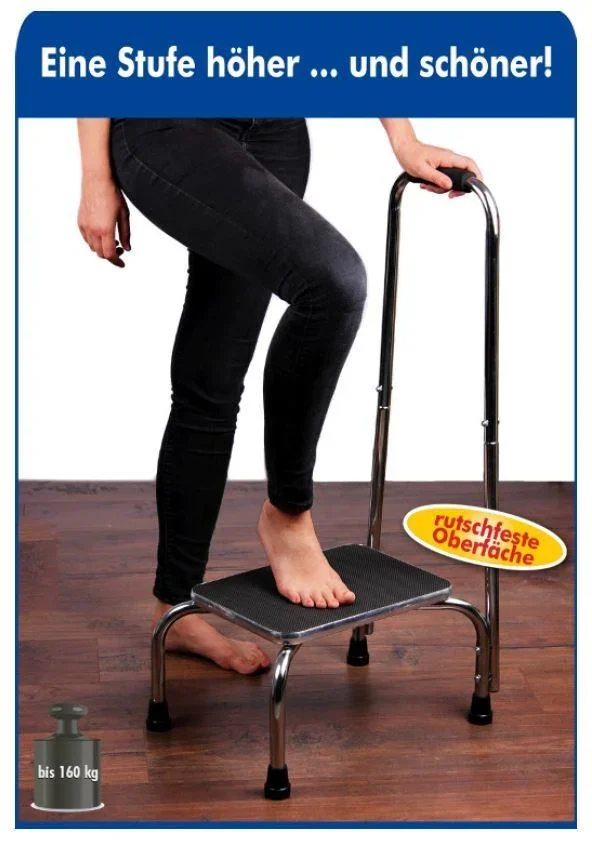 Tritt-Stufe mit Haltegriff, Chrom - 4