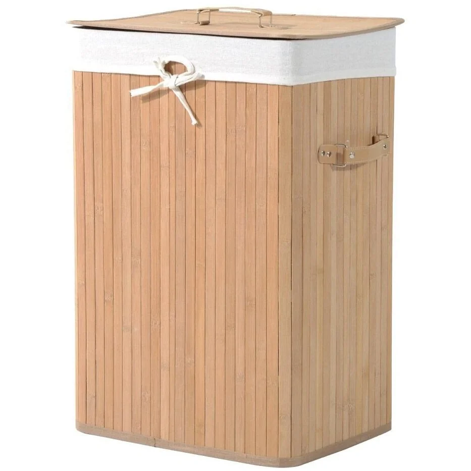 Wäschekorb Wäschebox 72L Bambus Eckig natur - 1