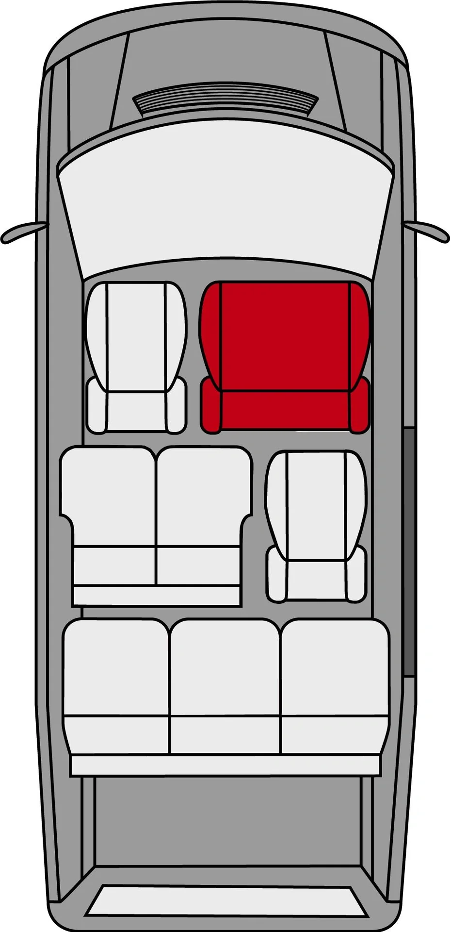 Passform Sitzbezüge VW T6 für Doppelbank vorne umlegbar aus Kunstleder ab Baujahr 07/2015 bis heute - 3