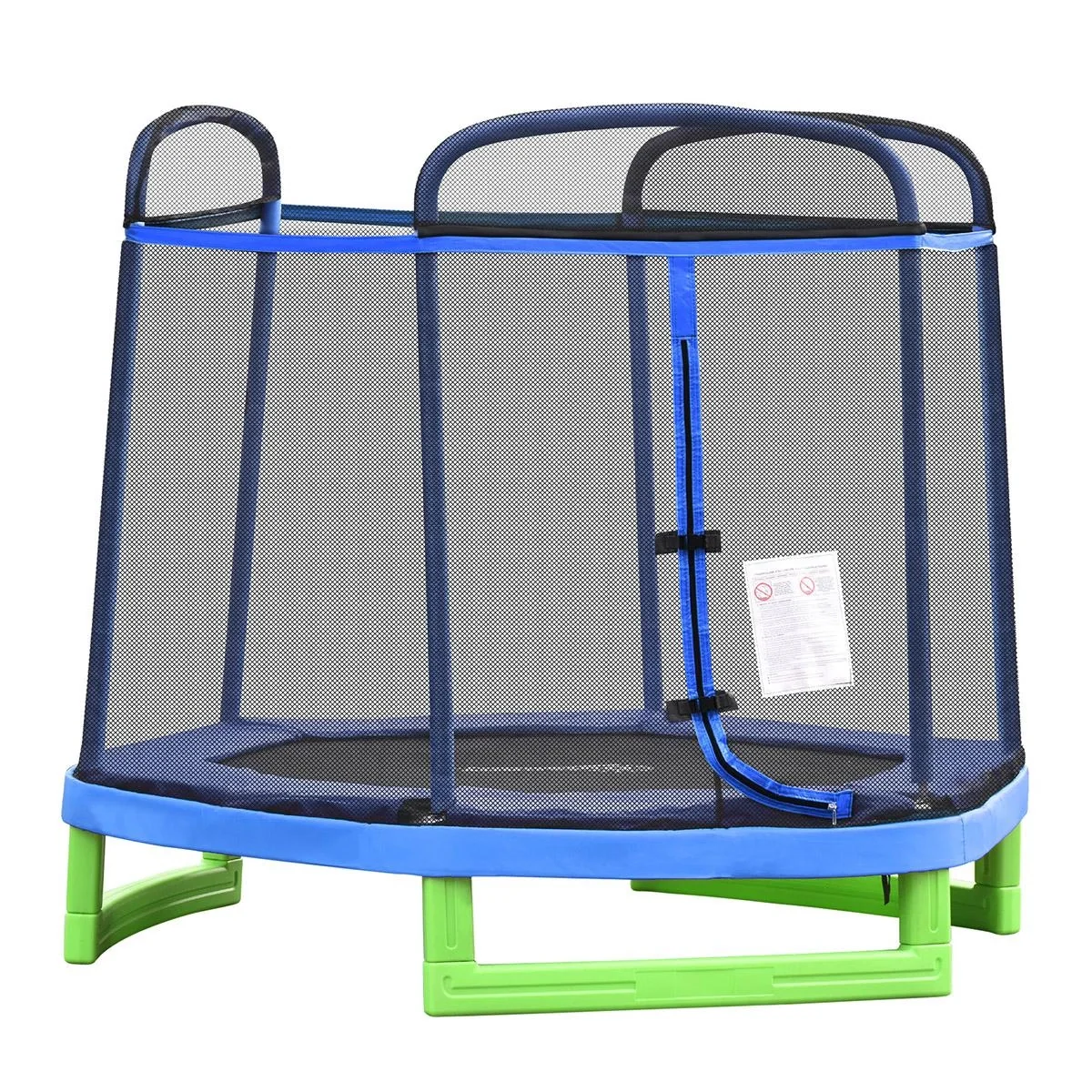 Kinder Trampolin mit Sicherheitsnetz Indoortrampolin Fitnesstrampolin für 3-12 Jahre Kinder bis 80 kg Stahl Blau+Grün 21 - 4