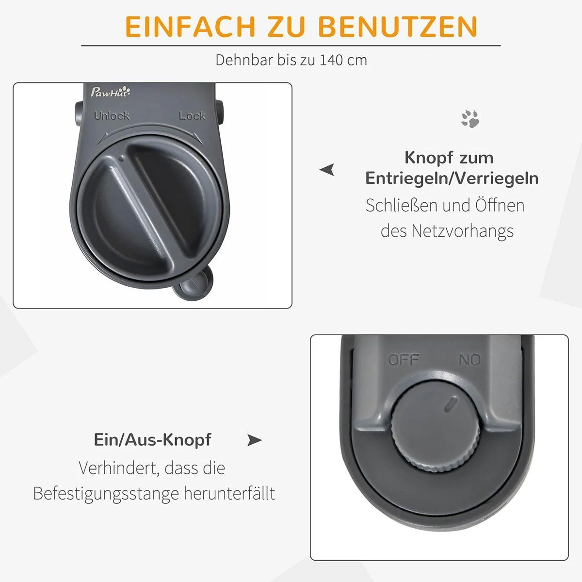 Treppenschutzgitter Ausziehbar 0-140 cm Hunde Türschutzgitter Roll Treppenschutz Türschutz Türschutzgitter ausziehbar Tr - 1
