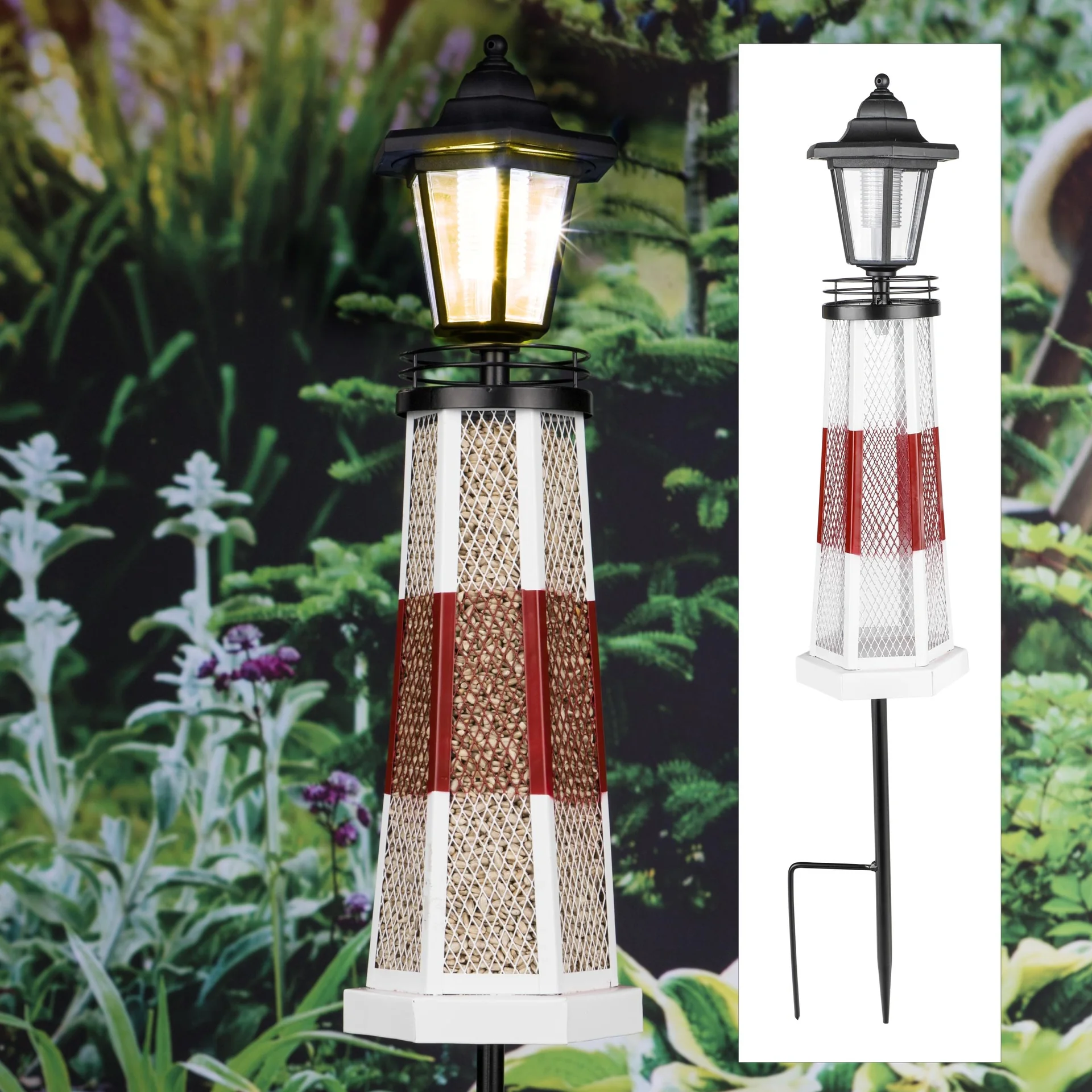 LED Solar Leuchtturm mit Futterstelle - 2