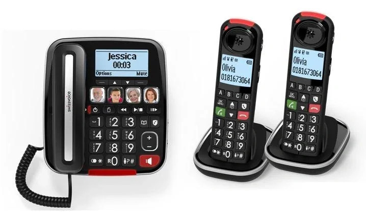 Senioren-Schnurlos-Telefon DUO + schnurgebundenenes Telefon mit großen Tasten und hörgerätekompatibel - 2