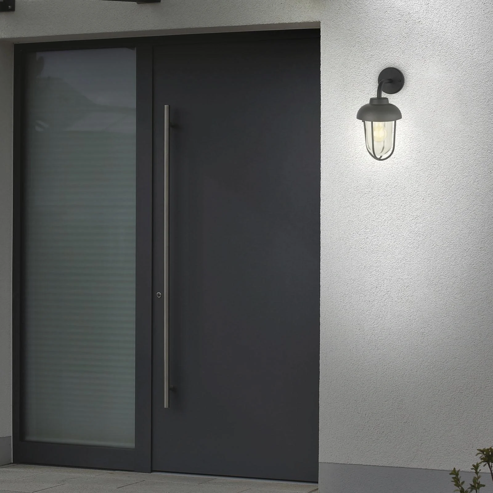Außenleuchte 1-flammig, Metall-Glas / schwarz, IP44, E27 Fassung - 6