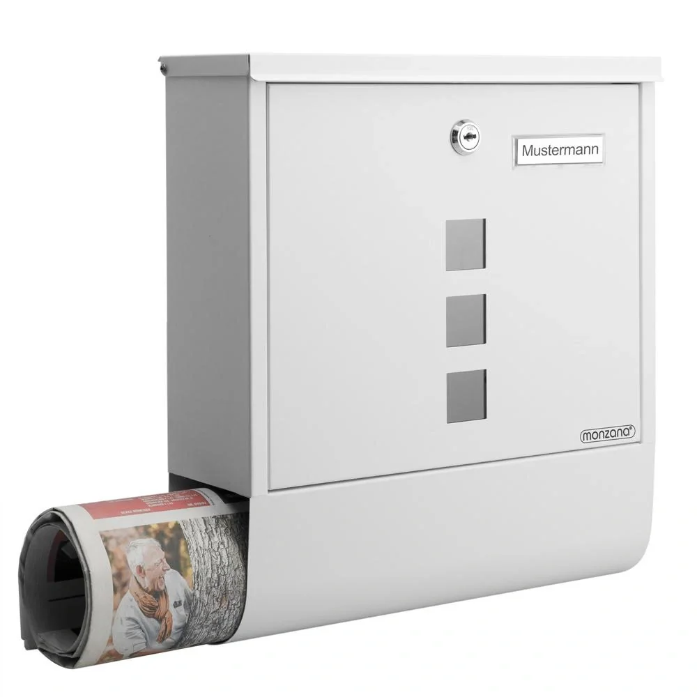 Briefkasten mit Zeitungshalter weiß 30,5x8,5x33,5cm - 9