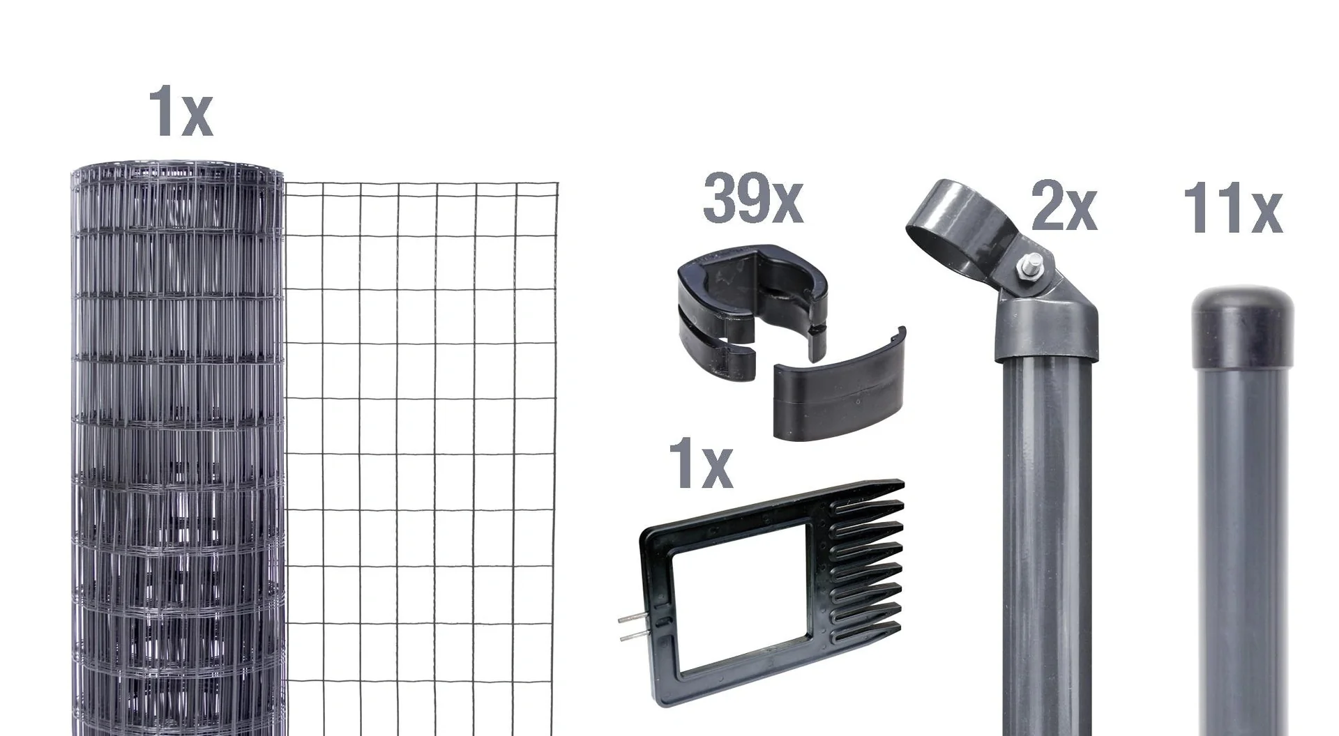 Fix-Clip Pro als Zaun-Komplettset, zum Einbetonieren, anthrazit, Höhe 153 cm, Länge 25 m - 2