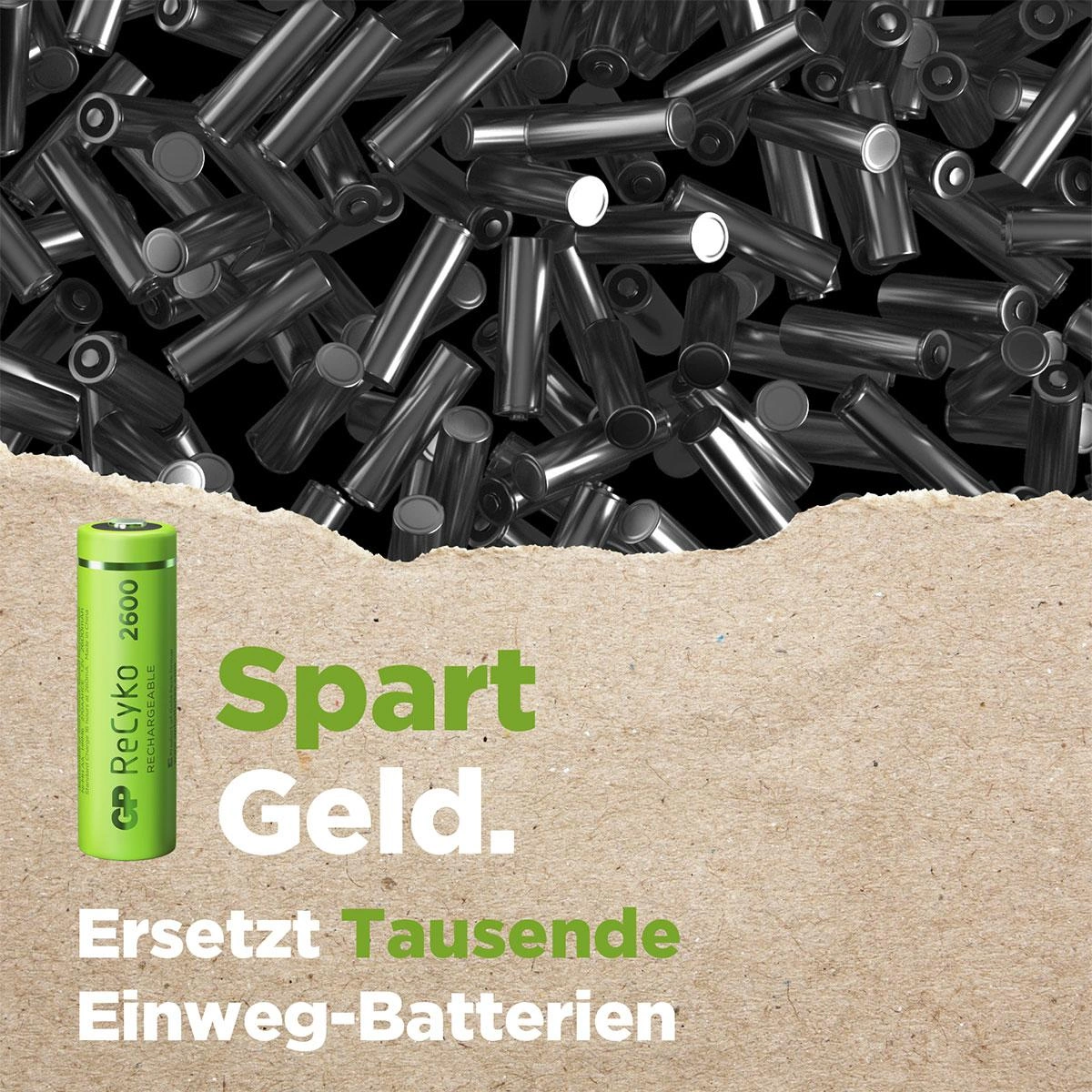 ReCyko Mignon (AA) NiMH Akkus mit 2600 mAh, 1,2V - 2 Stück - 6